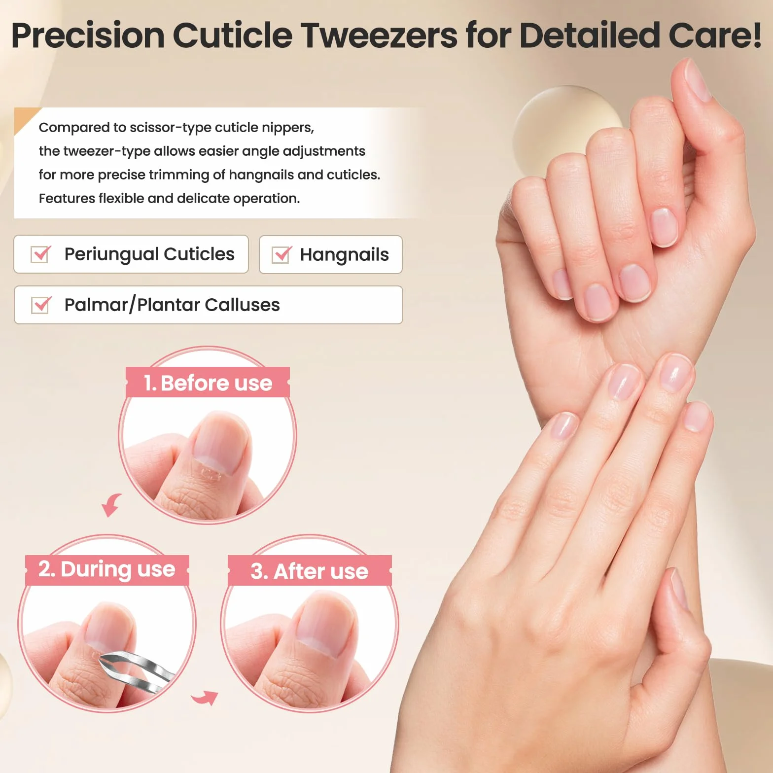 THRAU Pinza Cuticole Professionale in Acciaio Inox per Manicure e Pedicure