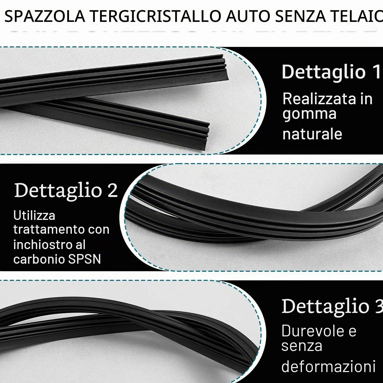 Gomme per Tergicristalli Universali 800 mm, Al Metro, Compatibili con Tutti i Tergicristalli