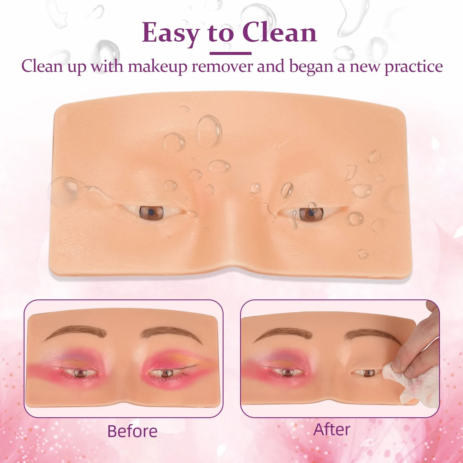 JimKing Trucco Pratica Board – Faccial Practice Skin per professionisti e principianti, modello realistico 3D per estensione ciglia, eyeliner e ombretto