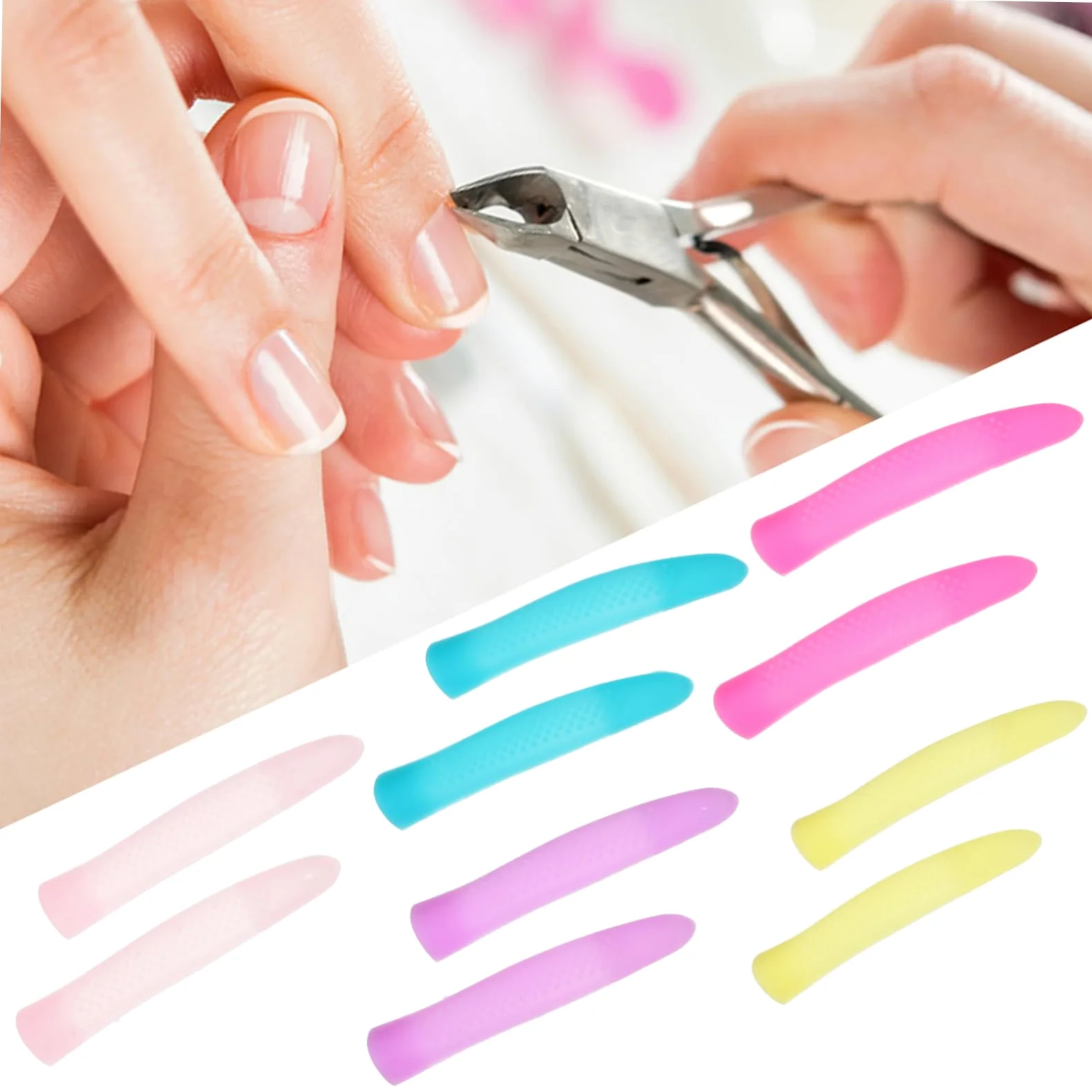 FRCOLOR 10 paia di forbici per pelle morta, manico in silicone, strumenti per manicure, pinzette per ciglia, copertura per cuticole
