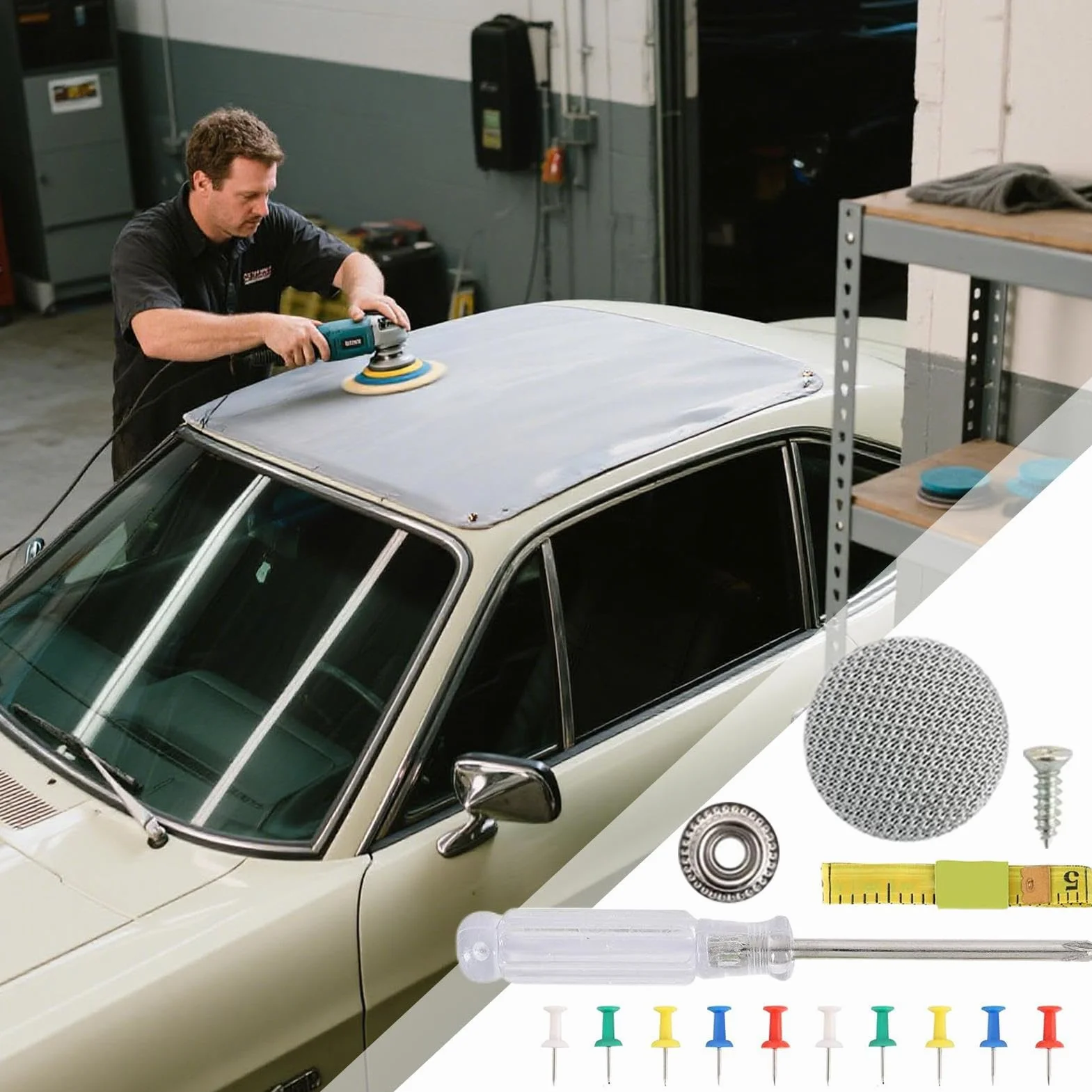 Bottoni Rivetti per Auto Kit Riparazione Cielo con Strumento Installazione Furgone Tetto Apribile