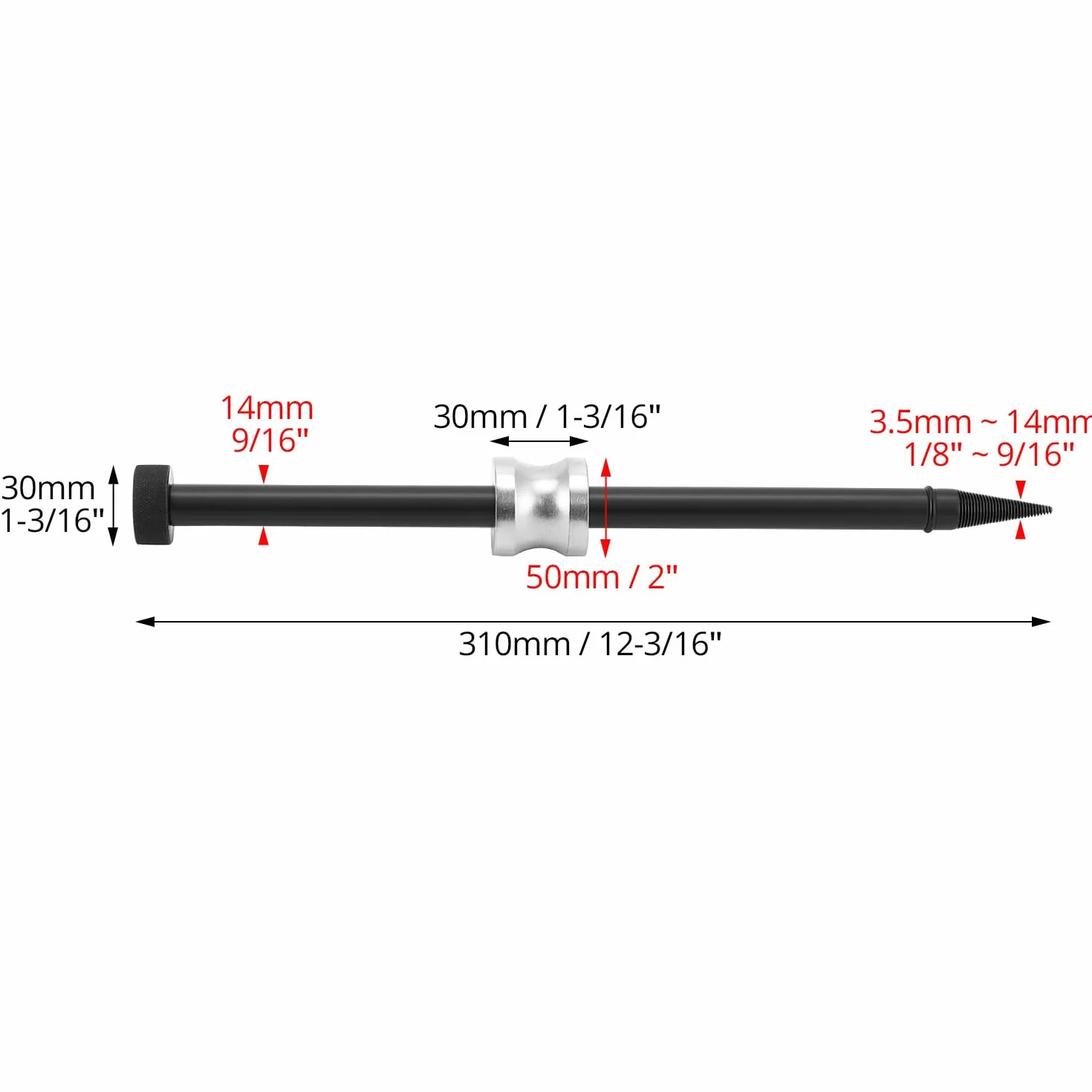 QWORK Estrattore per guarnizioni iniettori, Acciaio al Carbonio, Universale per Auto, 4.5 mm -13.2 mm, Nero