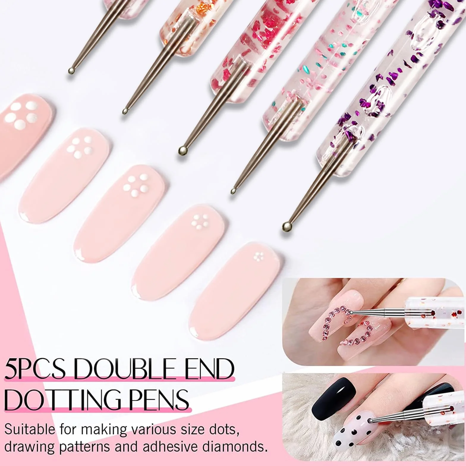 Pennelli per Unghie Nail Art Kit 31 pezzi Acrilico Dotting Pen Design Manicure