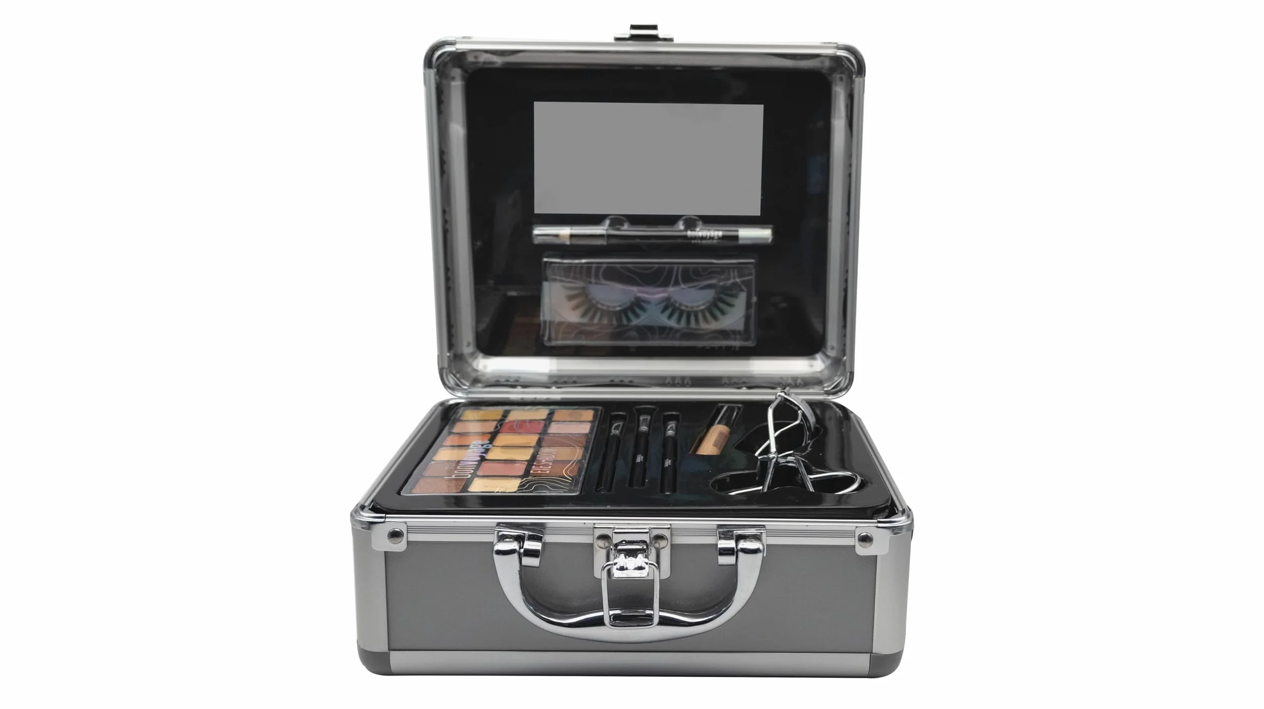 bonvoyage, Set di Trucchi per Occhi, con Ciglia Finte, Palette Ombretti da 18 Colori, Eyeliner, Piegaciglia e Pennelli Make Up, Kit Portatile e Leggero, All About My Eyes