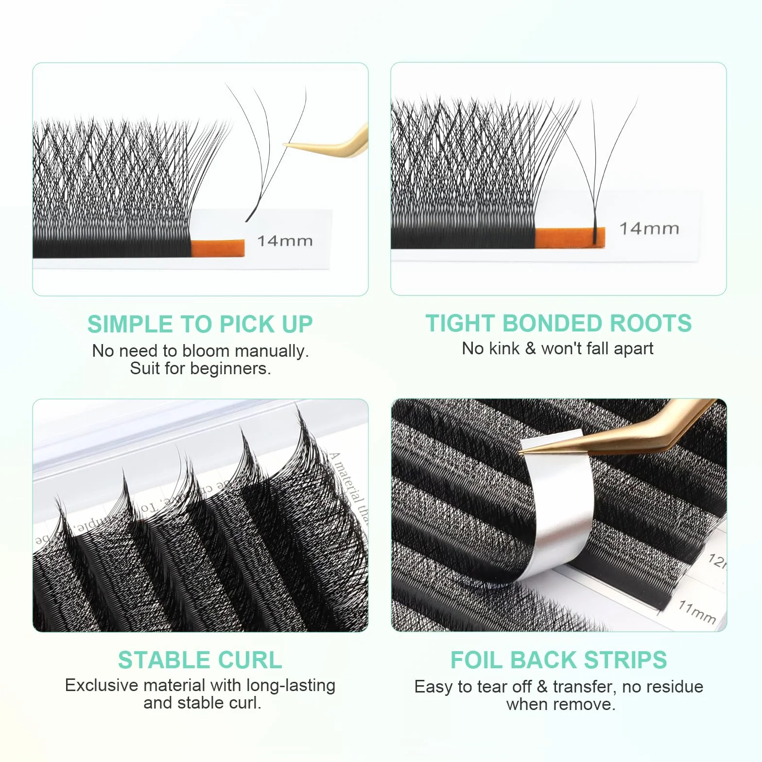NAGARAKU 3D Extension Ciglia W Ciuffetti Premade Fan Eyelash Extension Russian Volume Professional Naturali Nero 0.07mm C 8-12mm