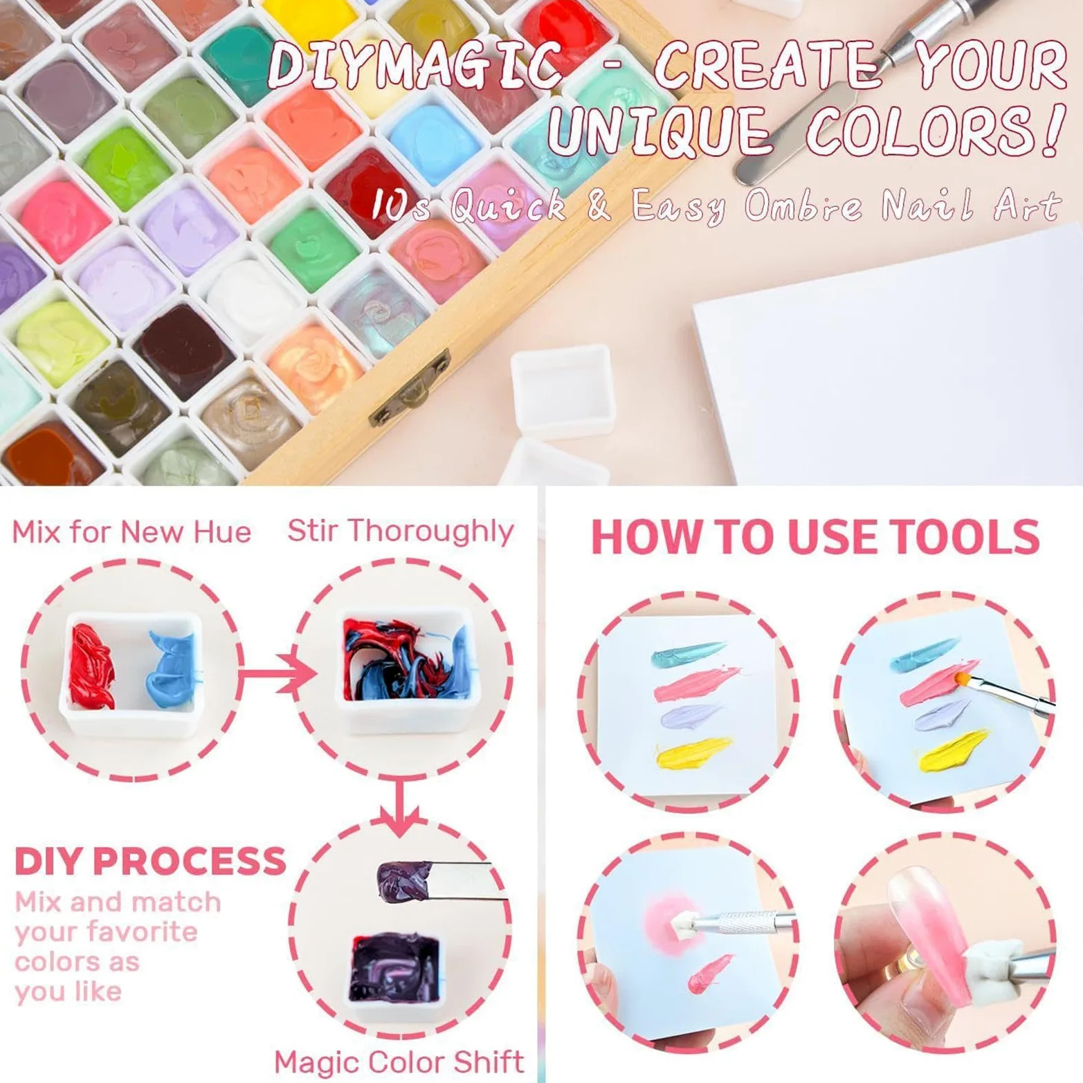 Gel Per Pittura Sulle Unghie Design Manicure A Tamponamento Con 70 Colori | Per Gel Da Pittura Per Feste Spa Studio Salone Casa Viaggio Principianti Donne E Ragazze