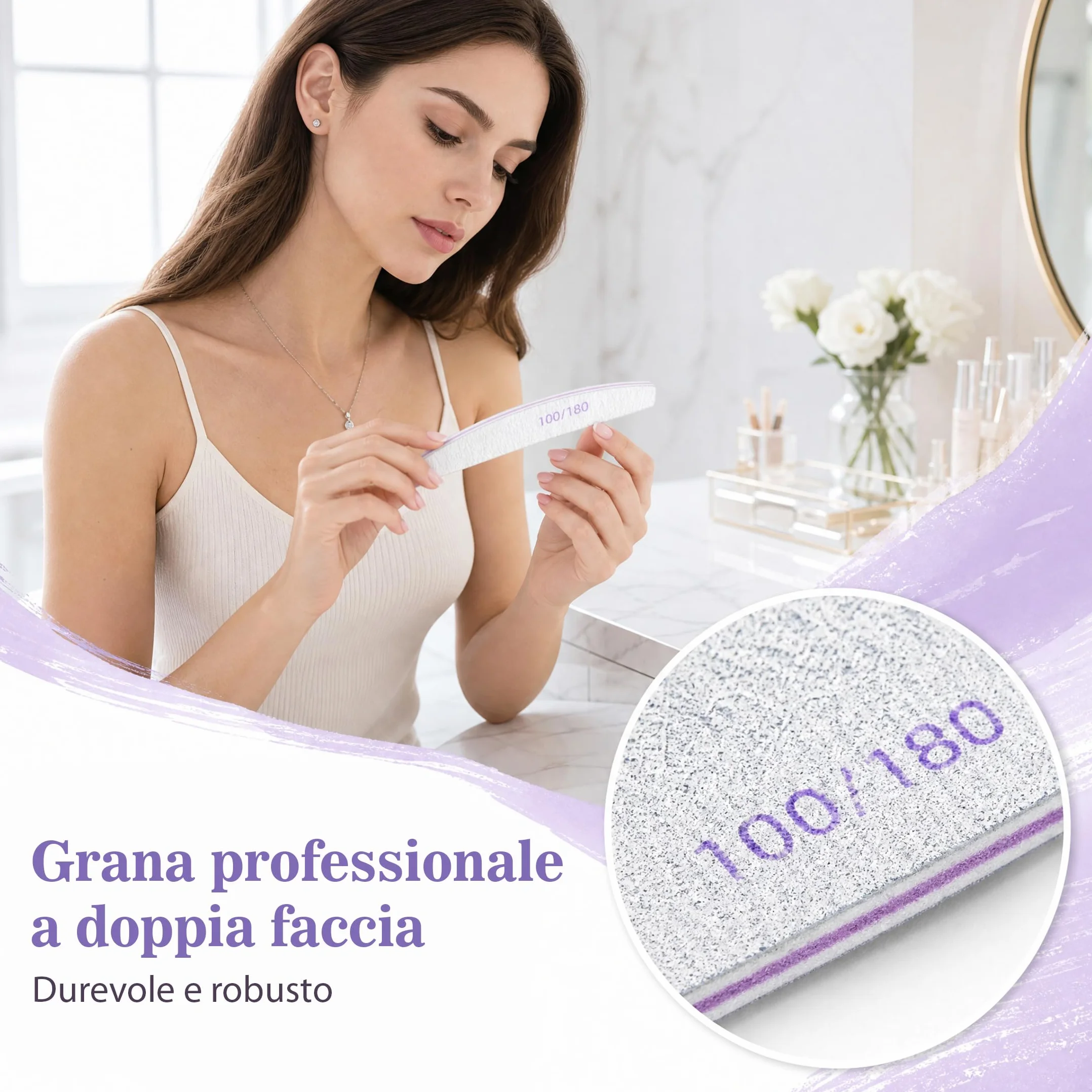 10 Pezzi Lime per Unghie, Lima Unghie Professionale 100/180 a Doppia Faccia, Lime Unghie Riutilizzabile per Salone di Bellezza e Uso Domestico