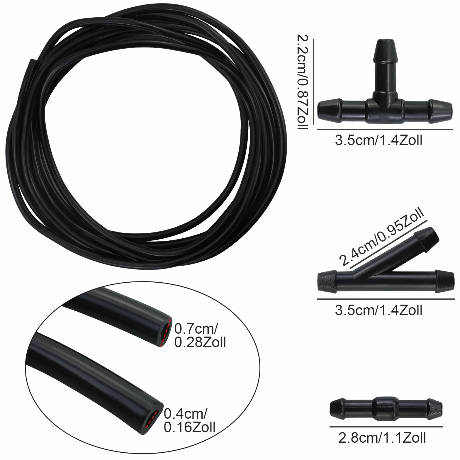 Tubo per lavavetri 5 m, 33 connettori, set riparazione auto, universale acqua pulizia
