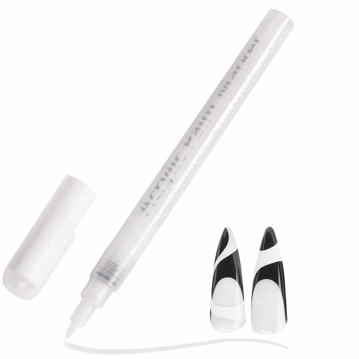 French Nails - Penna bianca per unghie creativa, set di unghie in gel e manicure, penna francese di precisione per nail art