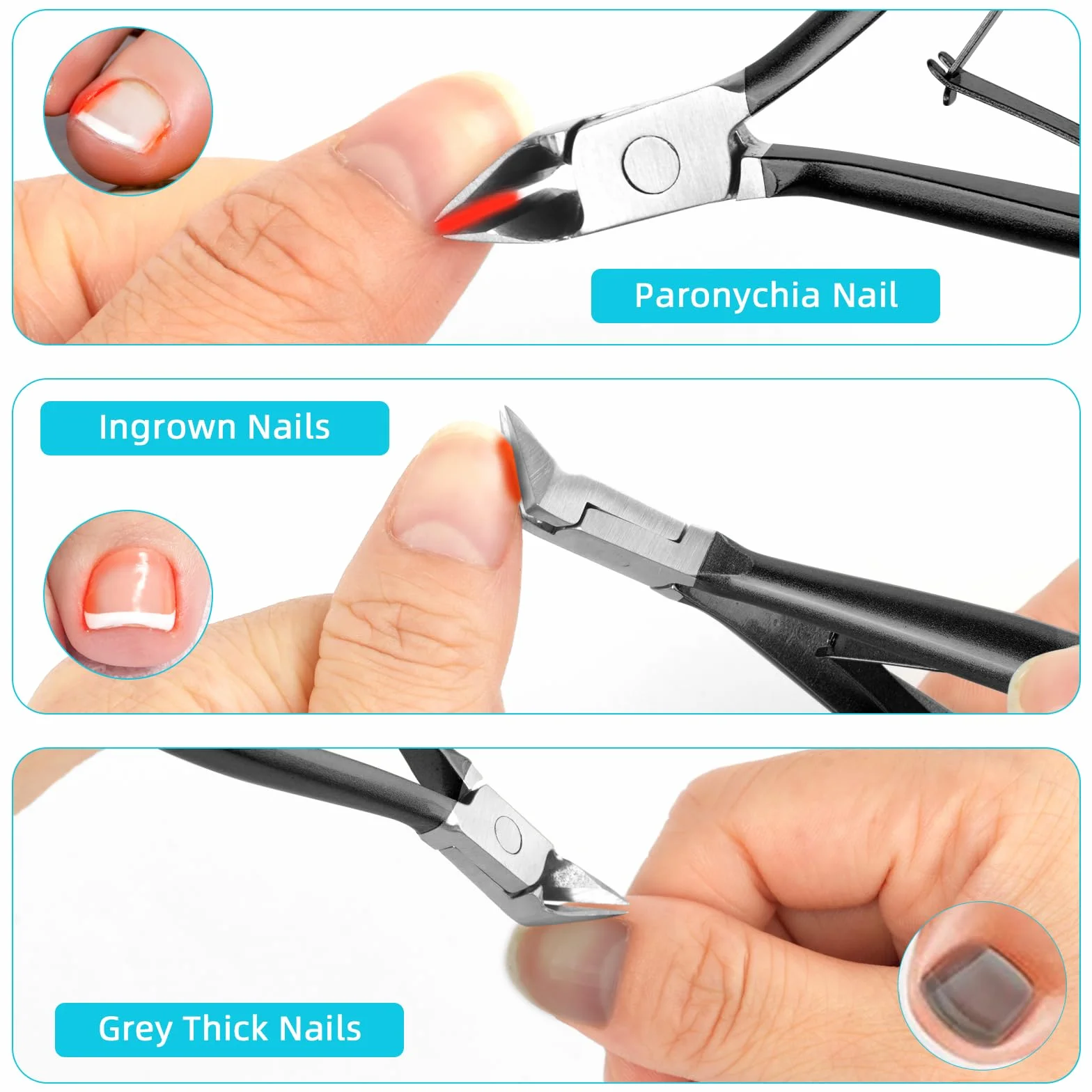 AOOWU Tagliaunghie Inox Professionale, Tronchesino Unghie Piedi Lama Dritta, Tagliaunghie Piedi di Precisione, Tronchese Unghie, per Uper Unghie Spesse e Dure Pedicure e Manicure Strumenti