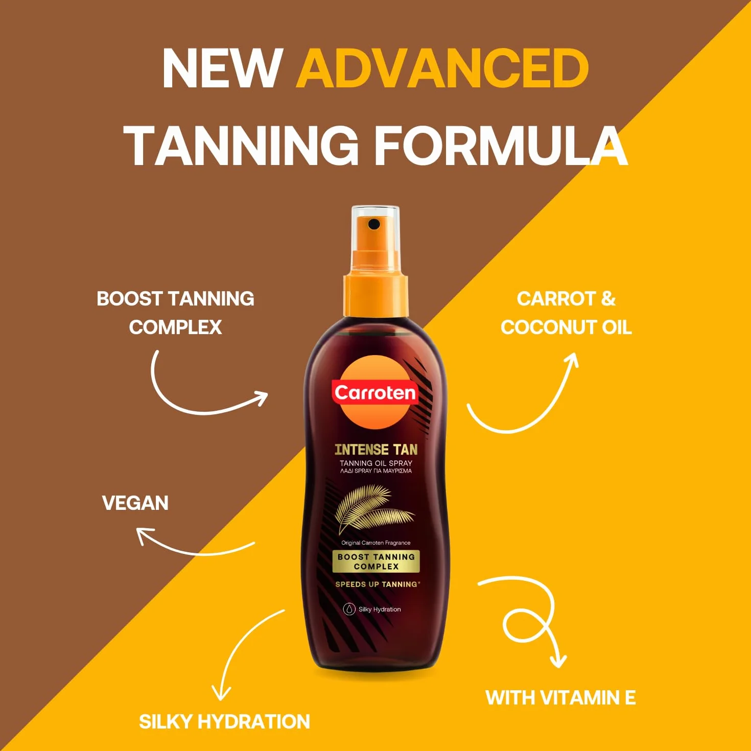 Carroten Intensive Tanning Oil SPF 0 150 ml - Olio abbronzante spray con olio di carota e cocco e vitamine A ed E