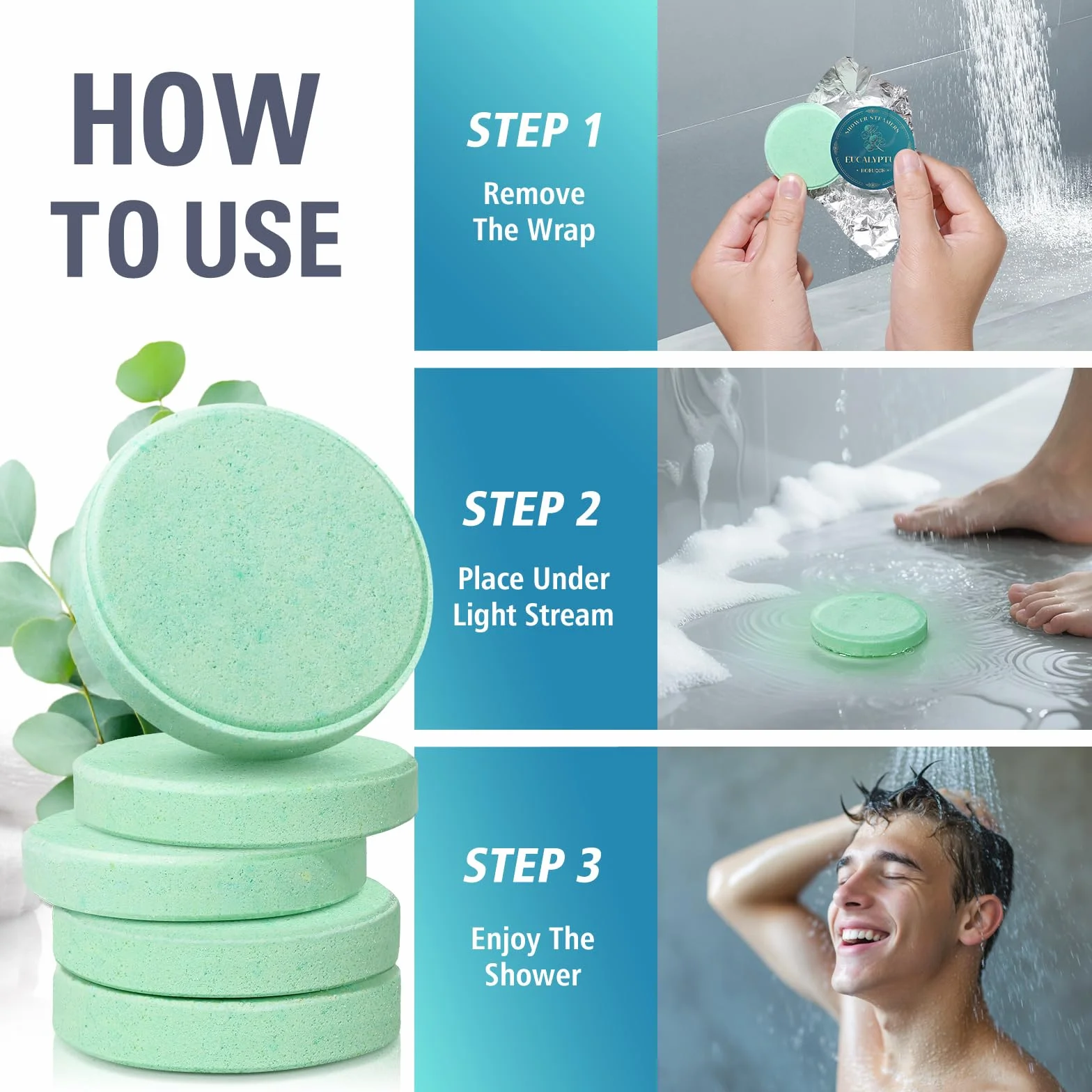 Regalo Uomo, Bombe da Bagno Aromaterapia con Olio Essenziale Spa, Bombe da Doccia Idee Regalo, Regalo Compleanno per Uomo (8 Pezzi)