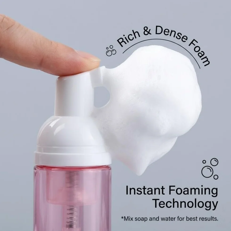 3 Pezzi Flaconi Dispenser Schiuma Vuoti, 60ml Boccette in Plastica PET con Pompa, Perfetto per Viaggi e Uso Quotidiano, Contenitori Ricaricabili e Ermetici