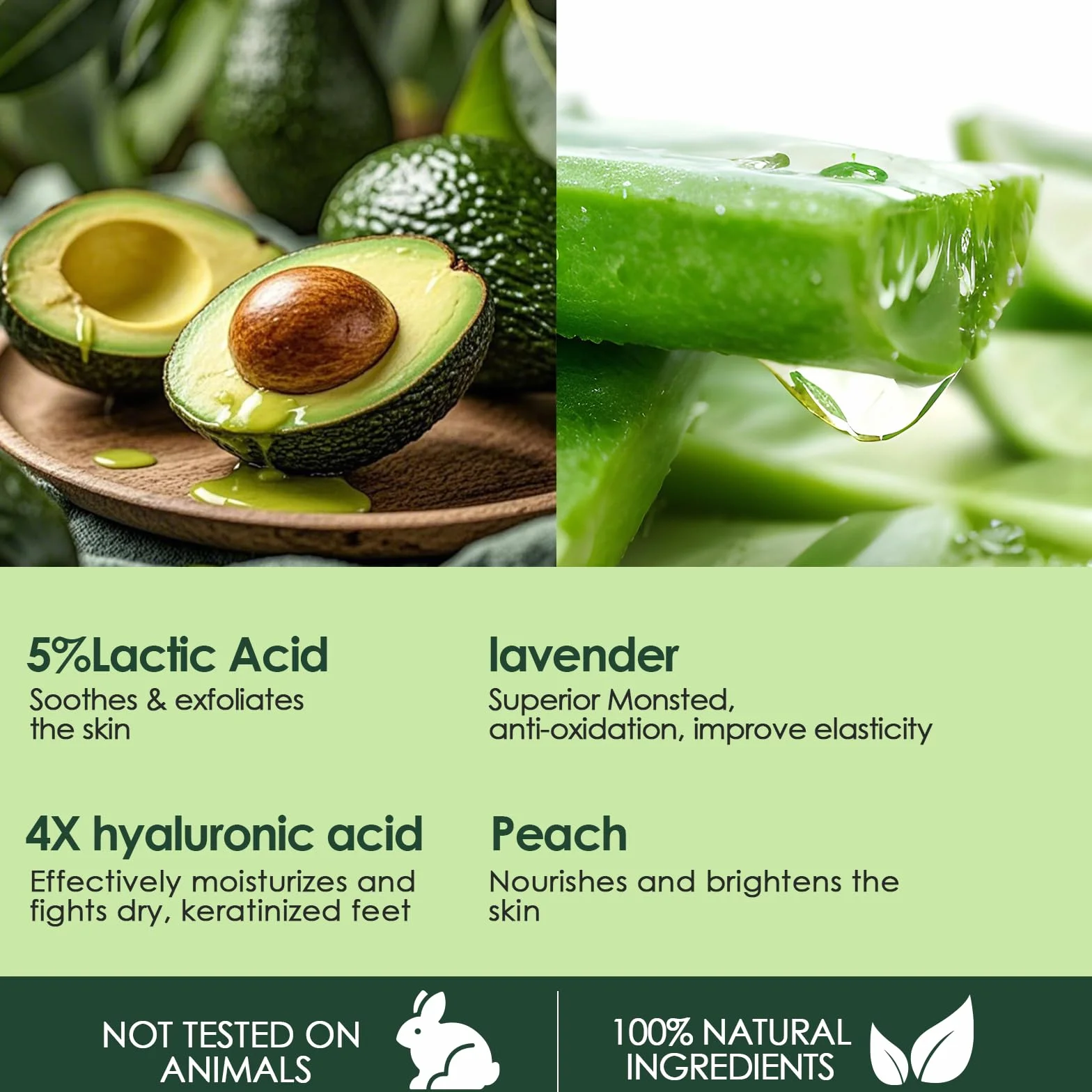 2 Paia Maschera Piedi Esfoliante, Rimuove Pelle Morta Ripara Talloni, Maschera idratante i piedi una pelle liscia per uomini e donne (Aloe Vera + Avocado)