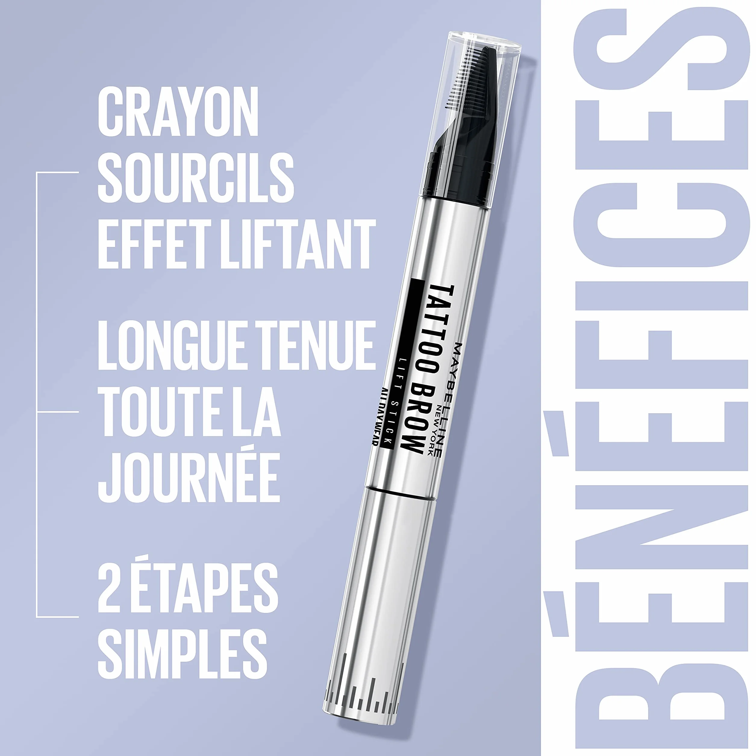 Maybelline New York Stick Sopracciglia Tattoo Brow Lift, Effetto Laminazione come da Salone fino a 24 H, Applicazione Facile e Veloce, Tonalità: 03 Marrone