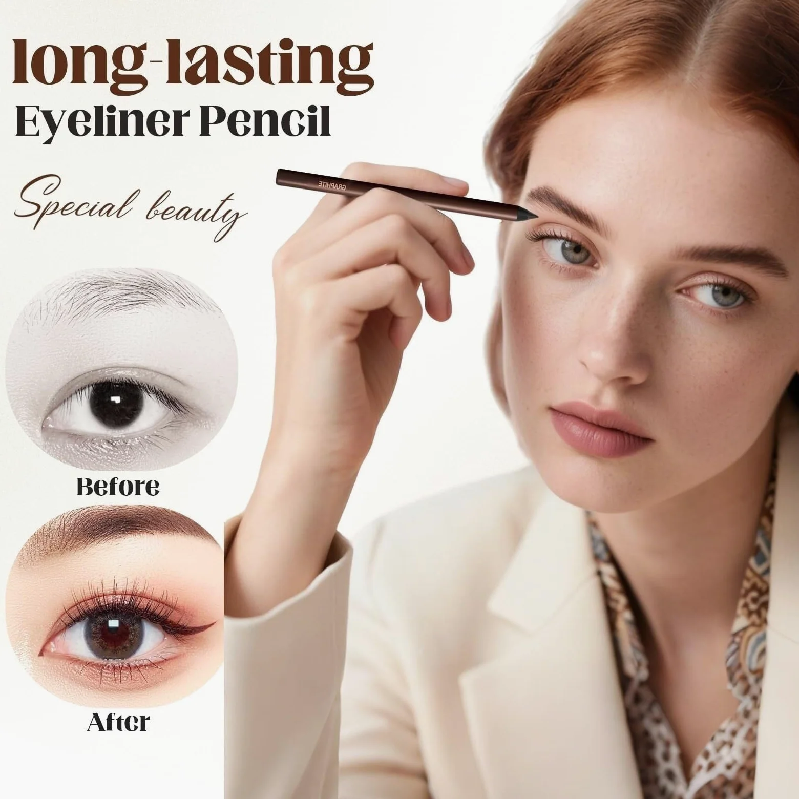 Matita eyeliner waterproof, 2025 Nuovo eyeliner duo waterproof 24 ore, matita occhi temperabile, senza sbavature, non sbiadisce, liscia e facile da colorare con 100 bastoncini di cotone.(Mix 7PCS)