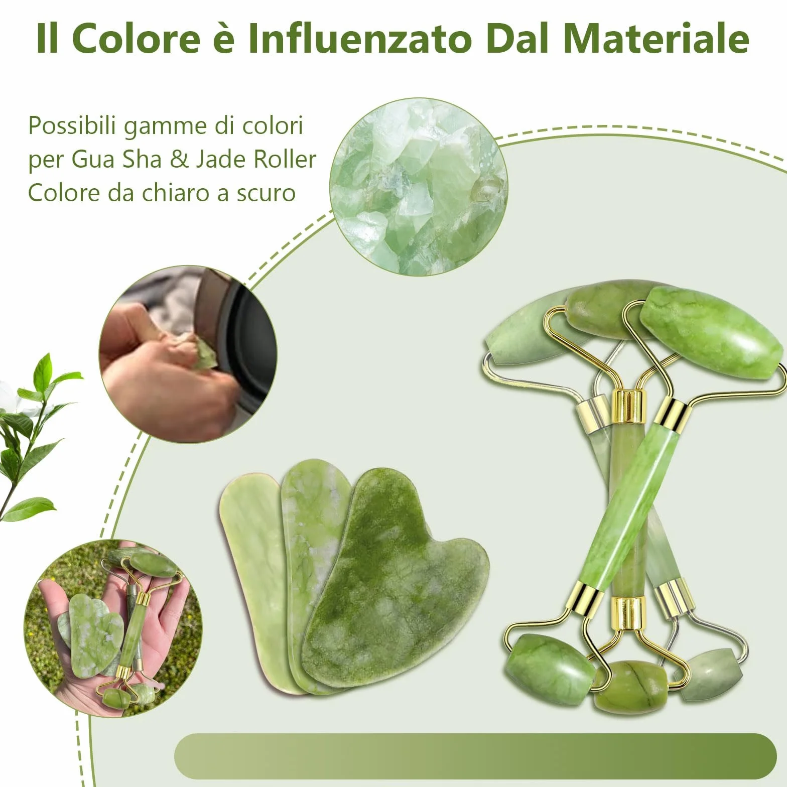 GUGUG Gua Sha Viso Rullo di Giada Massaggiatore per Lenire la Pelle