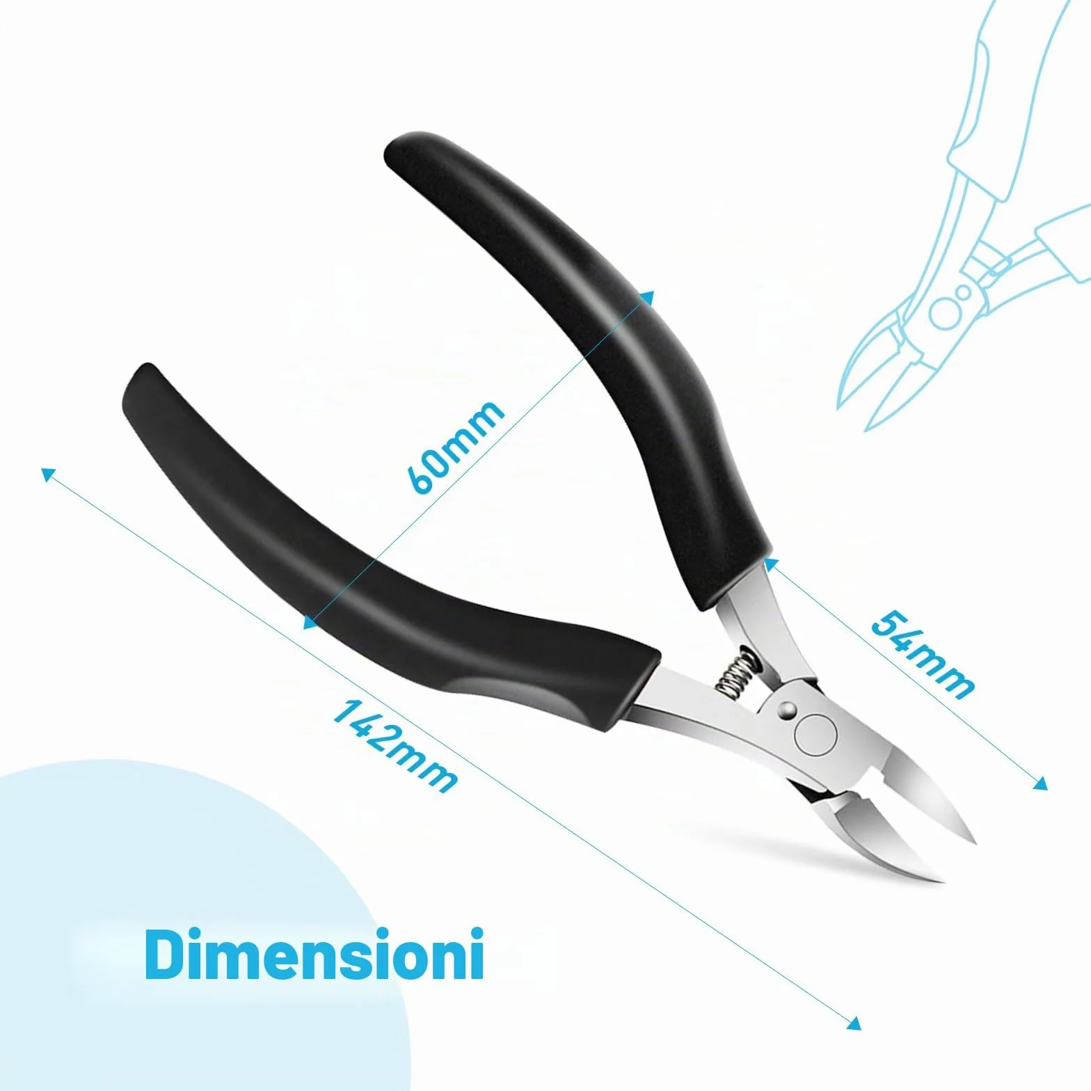 SURFOU Tagliaunghie Professionale in Acciaio Inox per Unghie Incarnite e Spesse z Remover Pelle Morta