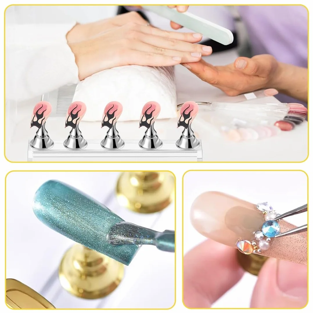 JEYORZY 2 Set Supporto Espositore Unghie Display Magnetico Acrilico per Manicure e Salone con 200 Adesivi