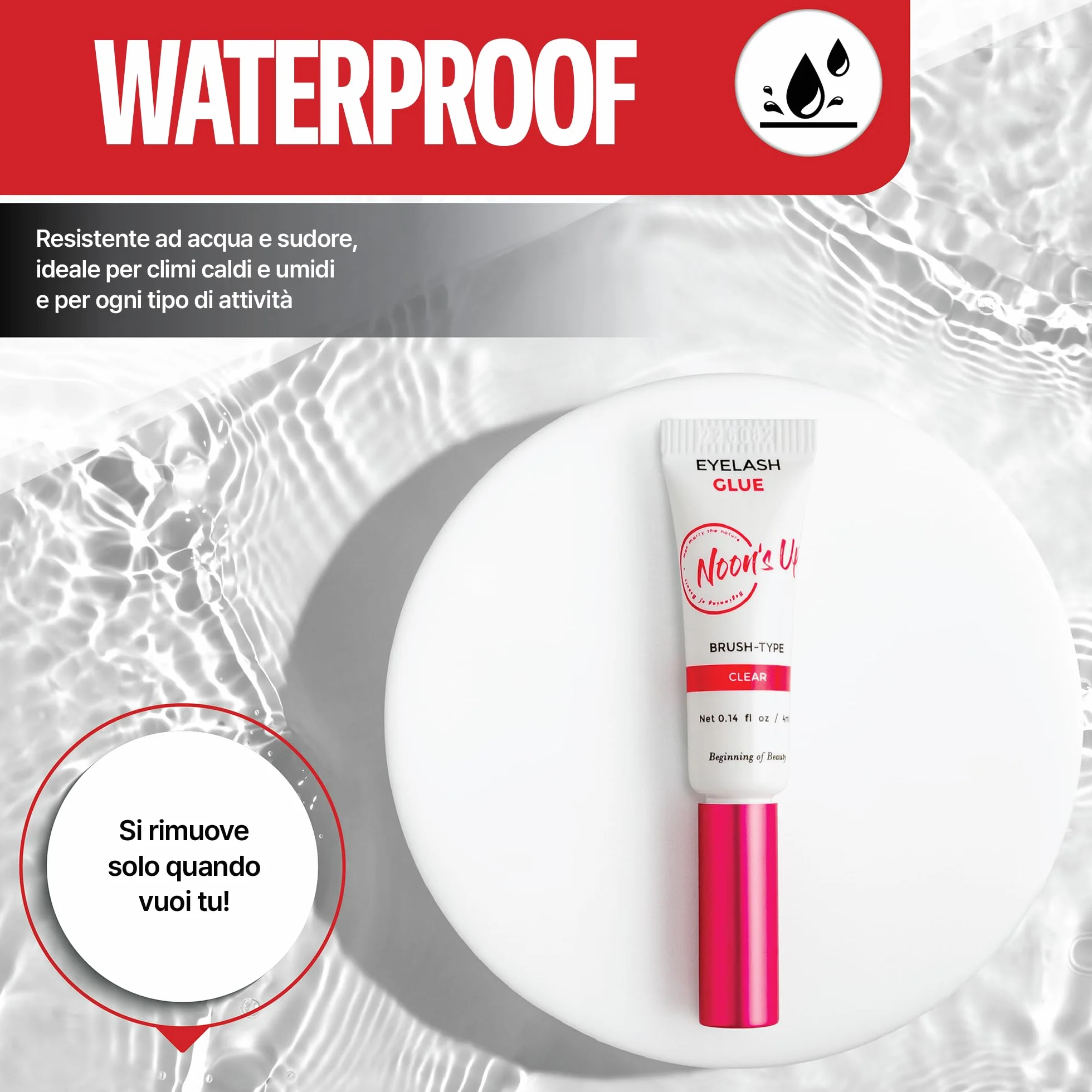 NOON'S UP Colla per Ciglia Finte senza Formaldeide 4ml Trasparente