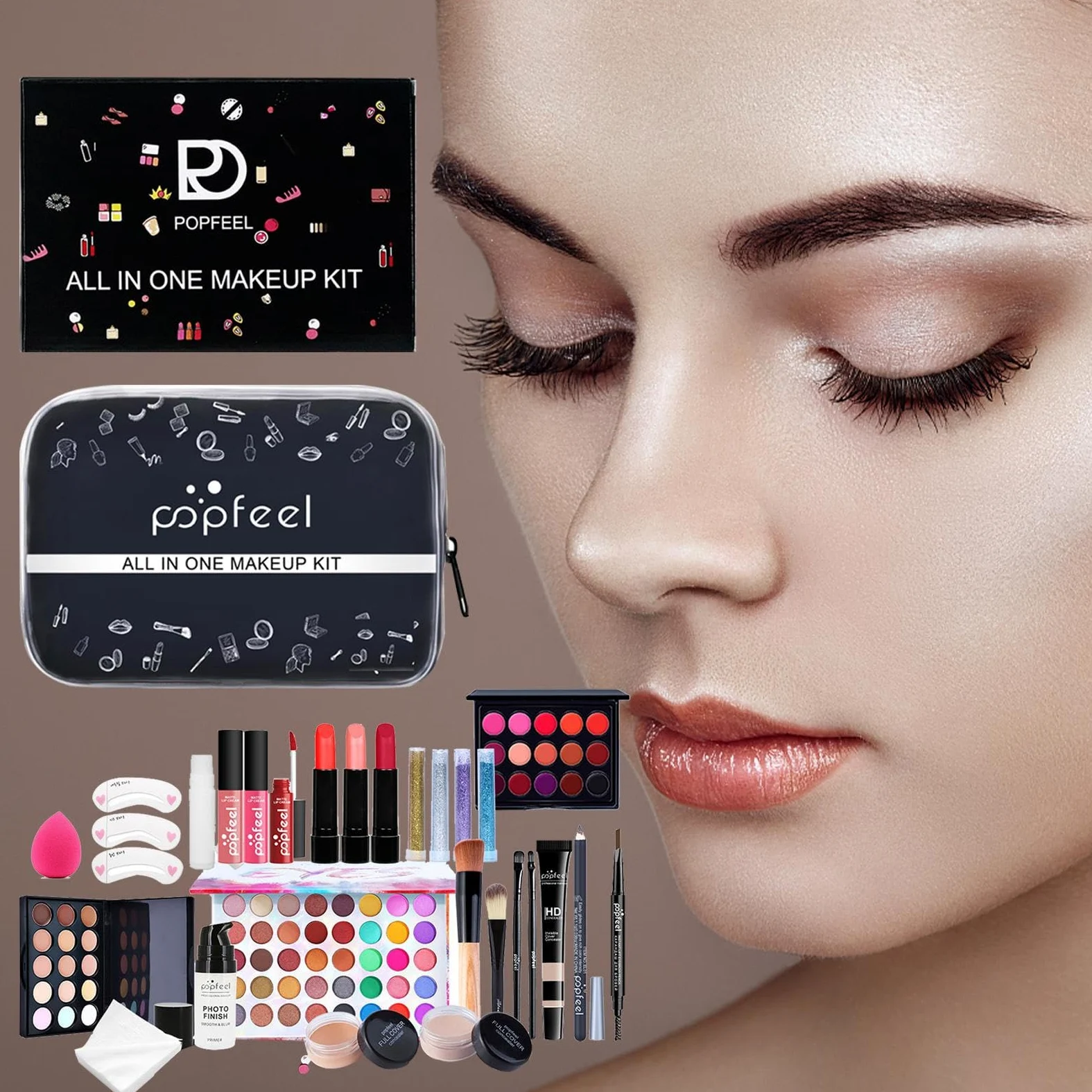 Kit trucco per principianti, set trucco completo per il viso per il trucco | Set di trucco da donna Set di trucco completo, kit di trucco portatile Set di cosmetici per trucc