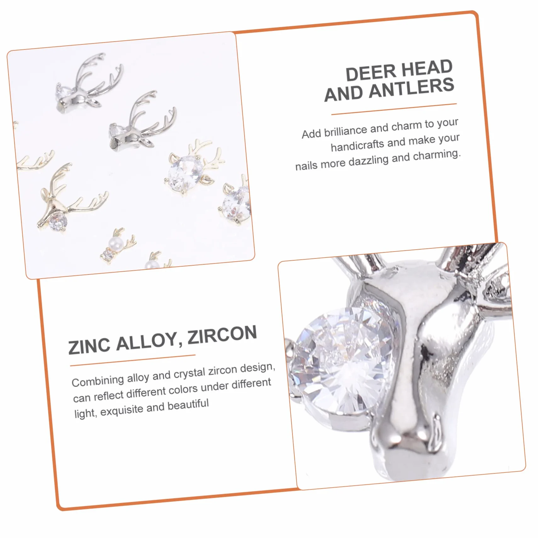 2 Set Accessori Per Unghie Con Design Corno Cervo E Zirconi Charms Per Nail Art Te Per Domestico 16 Pezzi * 2