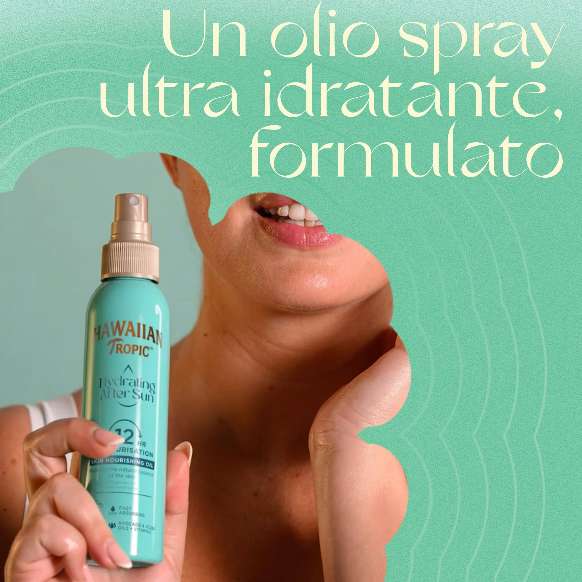 HAWAIIAN TROPIC Hydrating After Sun Oil 150ml, assorbimento rapido, avocado & Jojoba, resistente all'acqua, vegano