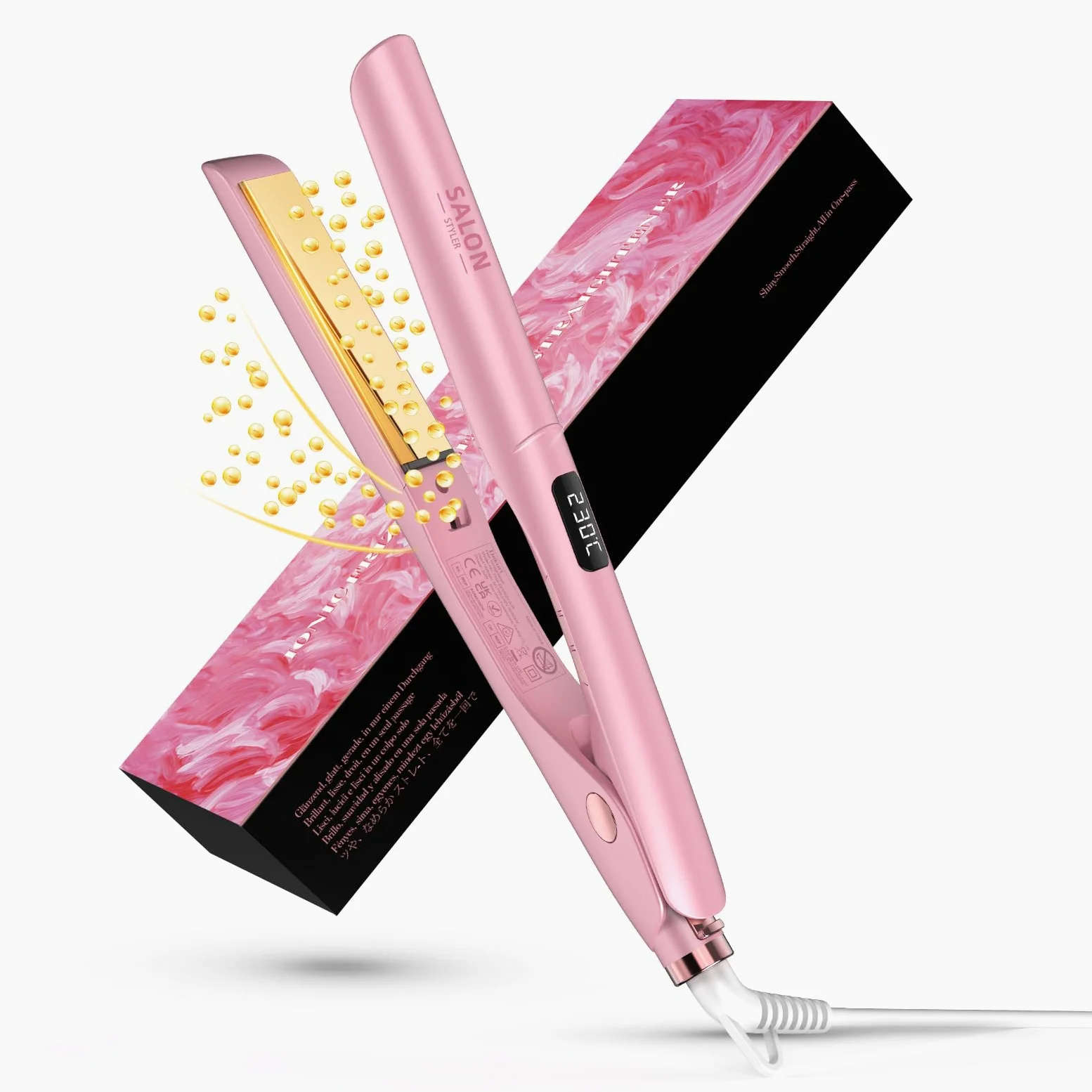 Dekuri 2 in 1 Piastra per capelli e arricciacapelli | piastra liscia in titanio, ferro da stiro a calore rapido 30s, display LCD 120-230℃, piastra capelli ioniche per donne