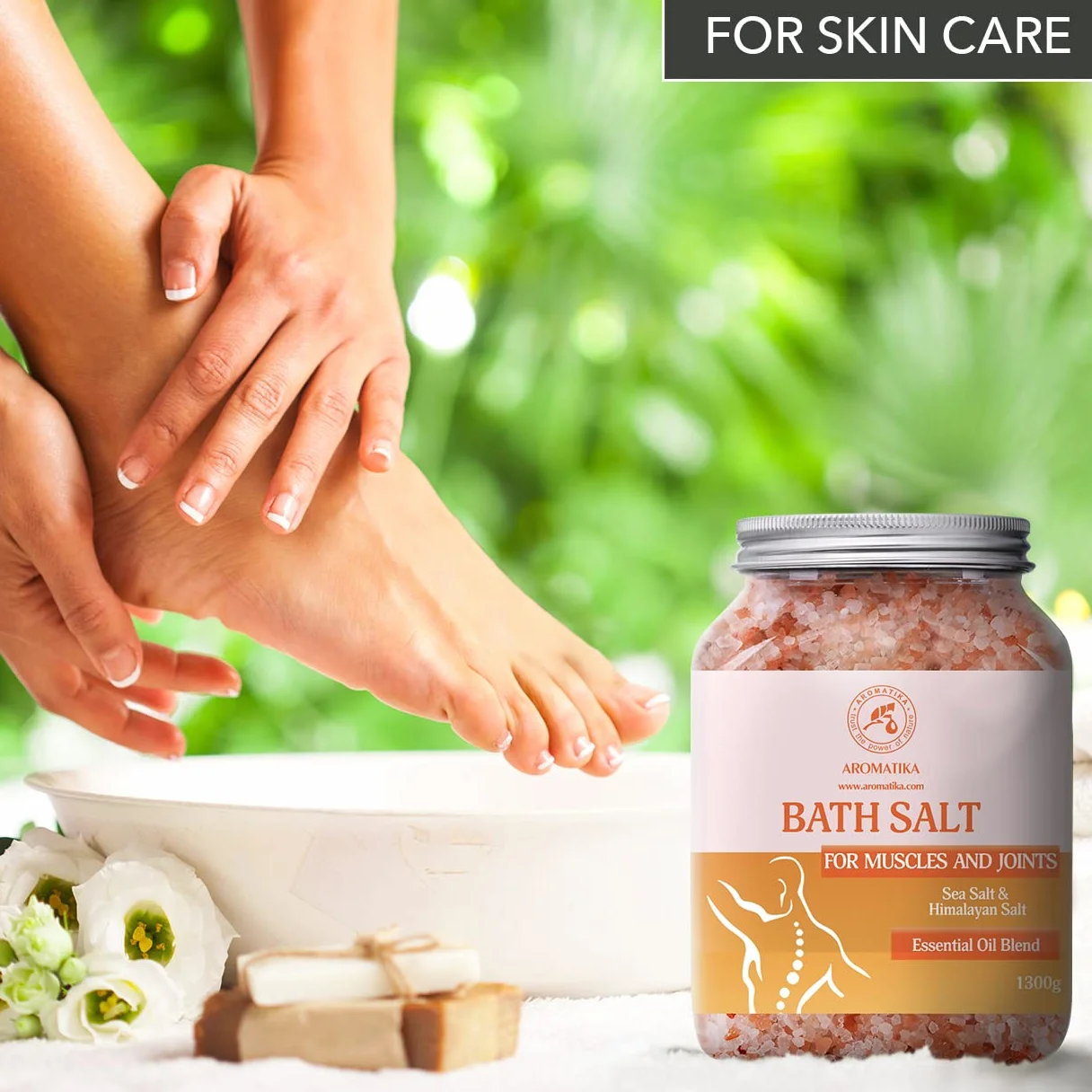 Sale Marino Muscolare & Articolare 1300g - Oli Essenziali Lavanda & Salvia & Rosmarino - 100% Naturali - Lenisce i Muscoli Stanchi Doloranti - Disintossica - per il Bagno - Rilassamento