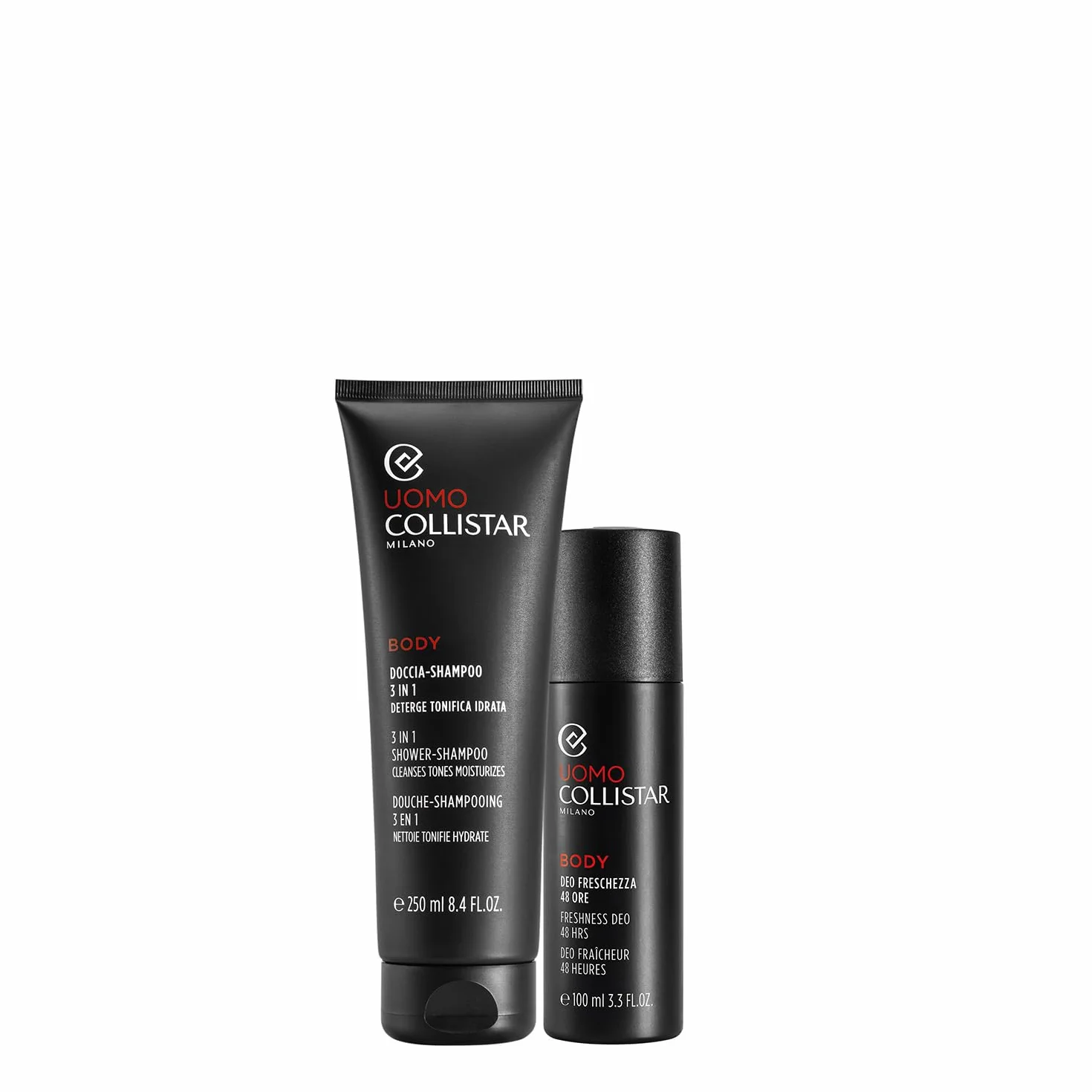 Collistar Cofanetto Regalo Uomo, Doccia-Shampoo 3in1 250 ml + Deo Freschezza 48h Spray 100 ml, Set Regalo Idratante e Tonificante, Fragranza Bergamotto Italiano