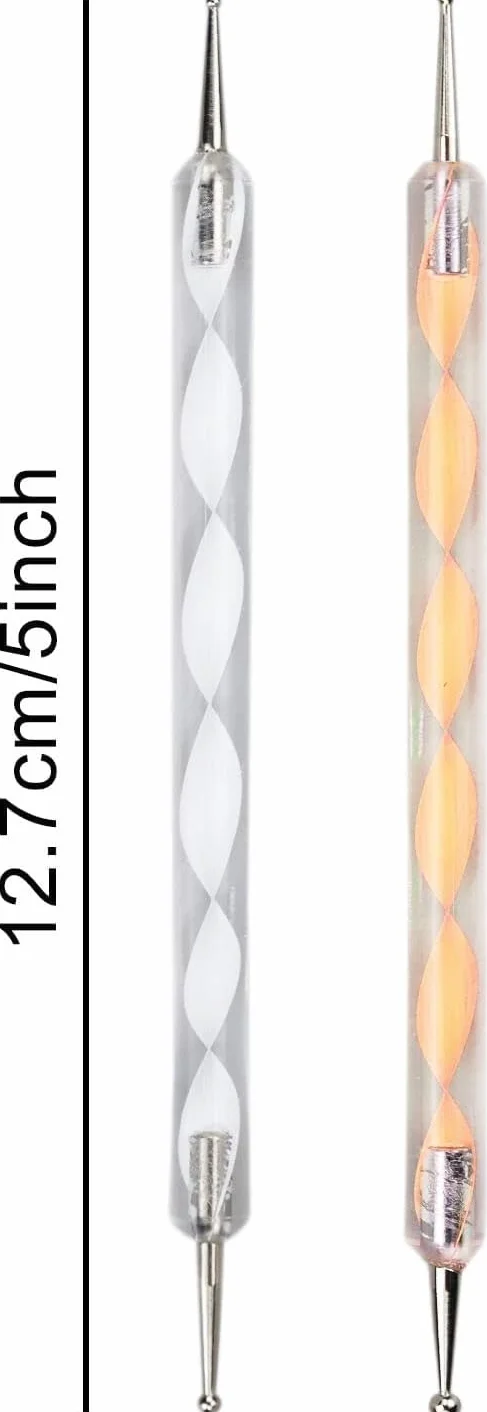 5 pezzi Dotting Pen, Pennelli Nail Art, nail art pens, doppia punta, con 1 pezzo di 5 g piccolo flacone rotondo, per nail art, fai da te, nail design, salone di bellezza, salone di manicure