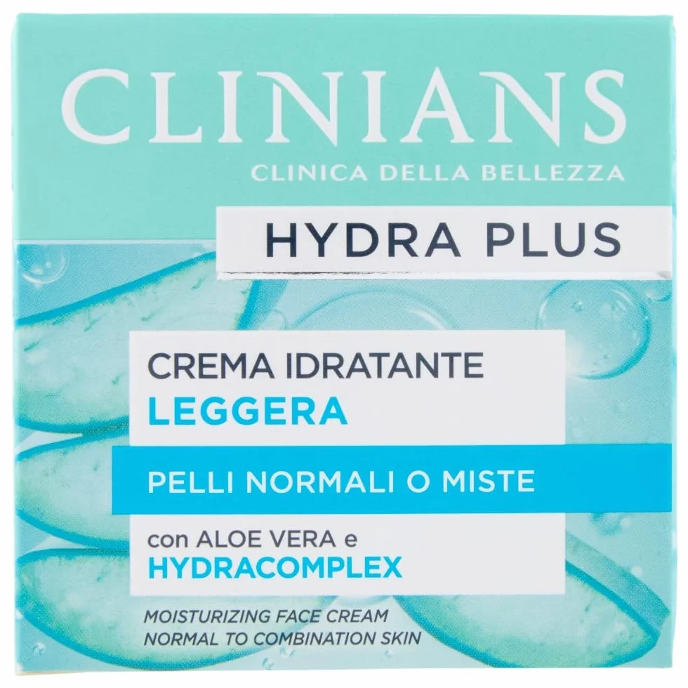 CLINIANS | Hydra Plus Crema Viso Idratante Leggera, Dermatologicamente Testato, Made in Italy, 50 ml