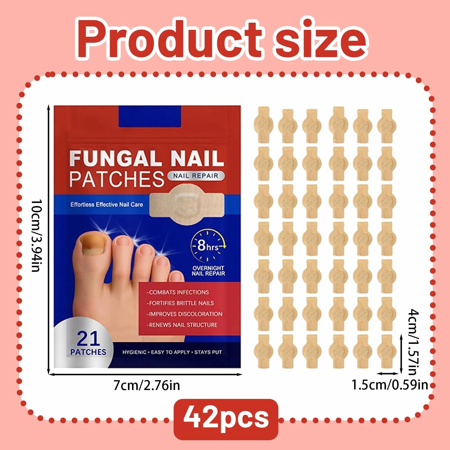 EIHI 42 Pezzi Fungal Nail Patches,Per Trattamento Fungine delle Unghie,Riparazione delle Unghie dei Piedi, Trattamento Antifungino per Unghie,Delicato e Idratante,Unisex（B）