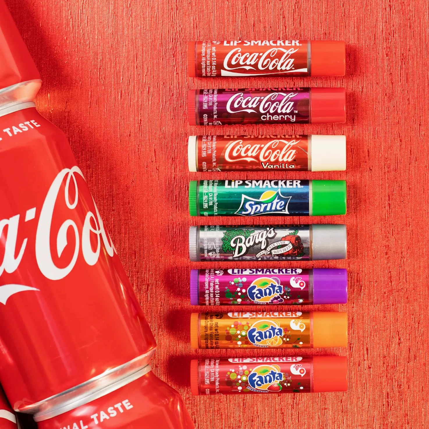 Lip Smacker s Coca Cola Fanta Sprite Coke Bargs, Set di 8 Lip Balms by Bonne Bell