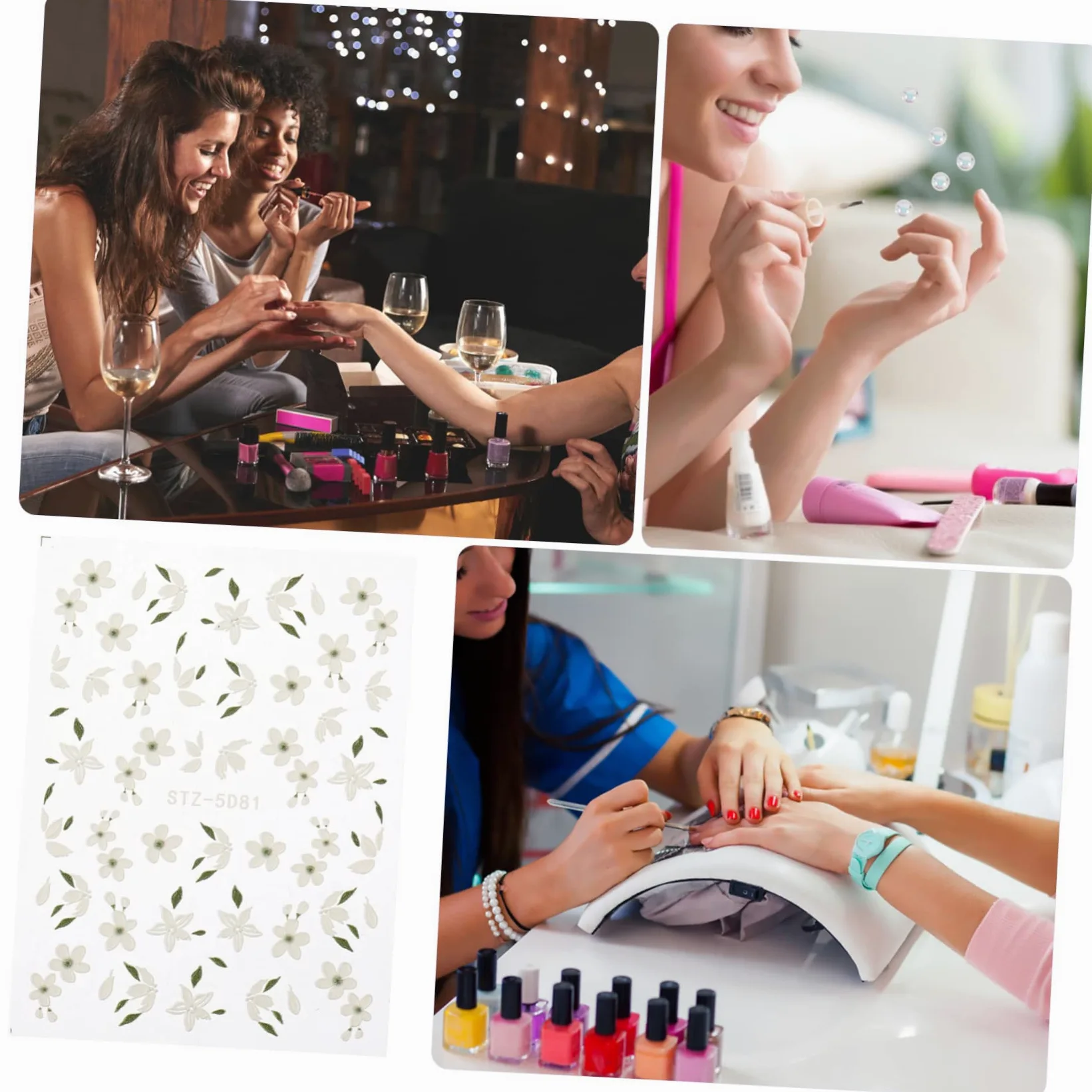 4 Set Adesivi Per Unghie Con Design Decorazioni Per Nail Art Per Donne E Ragazze Adesivi Autoadesivi Per Manicure Creativa E Personalizzata Per Domestico E Estetici 3 Fogli * 4