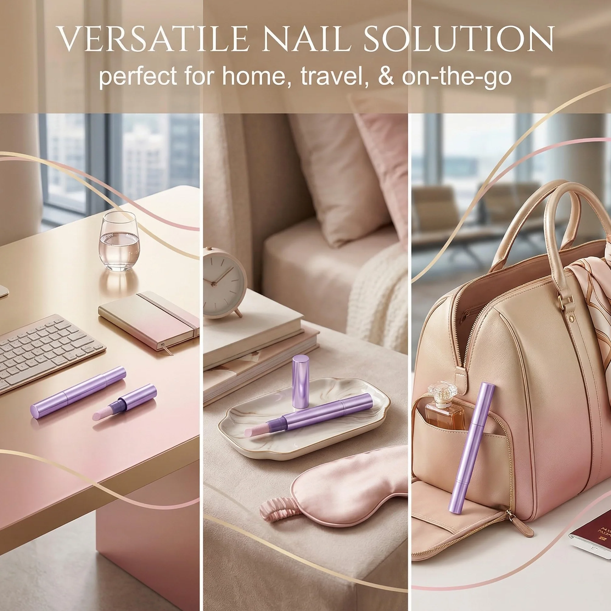 Penna per la Cura delle Unghie 3-in-1, con Punta in Ceramica, Penna per Rimuovere Cuticole, Olio per Cuticole per Unghie Secche e Rovinate