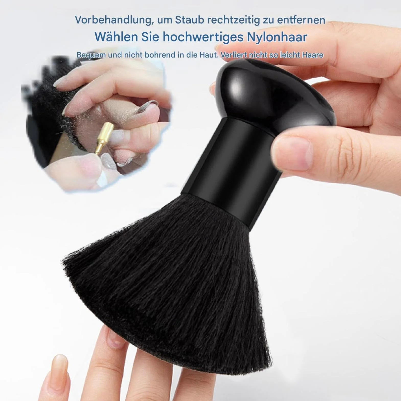 Spolverino per il collo, spazzola da parrucchiere, spazzola professionale per la pulizia del viso, per il salone, 1 confezione di setole in nylon morbide, spazzole per la pulizia della polvere delle