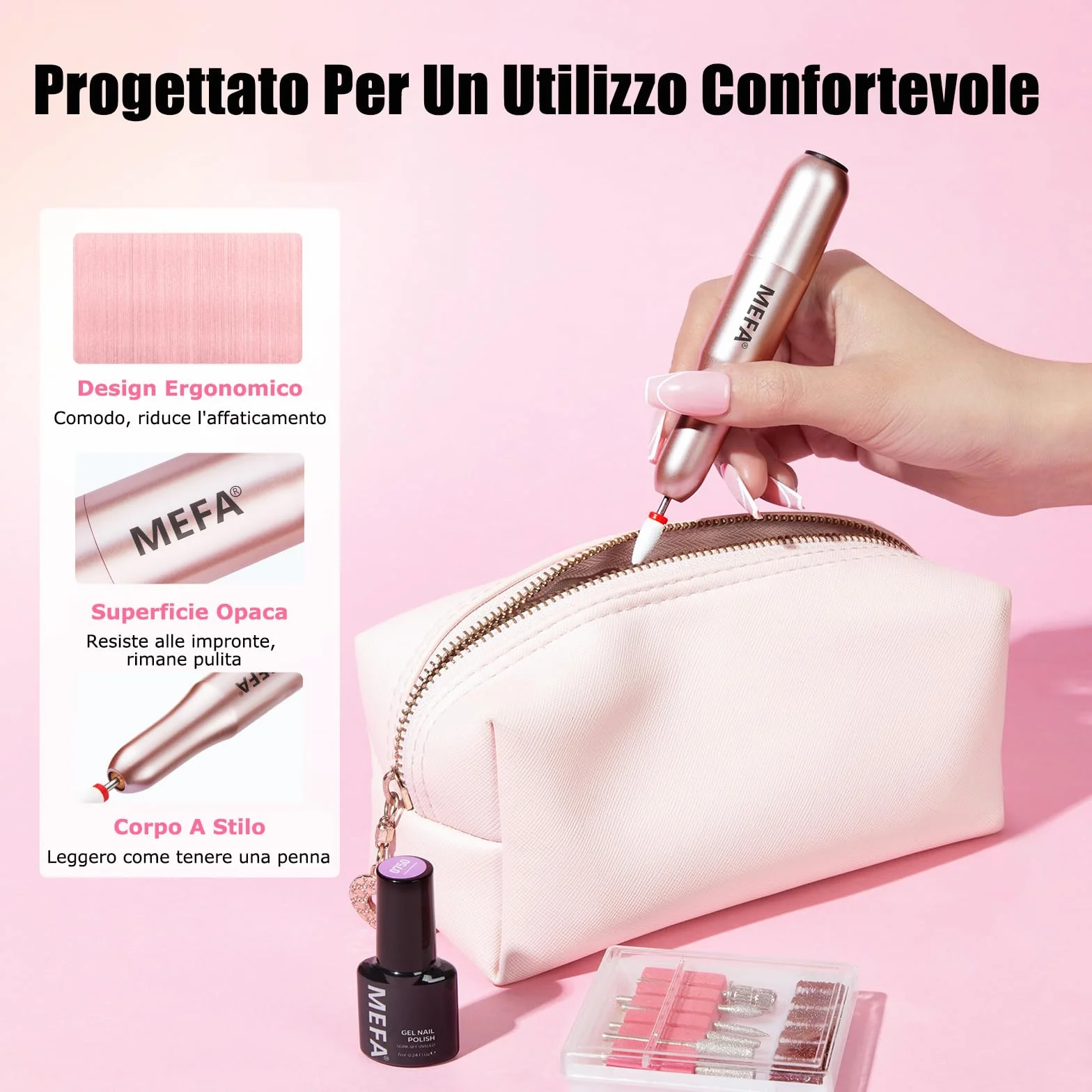 MEFA Fresa per Unghie 13 PCS Nail Drill 20000 RPM Manicure e Set Pedicure per Gel Ricostruzione Unghie