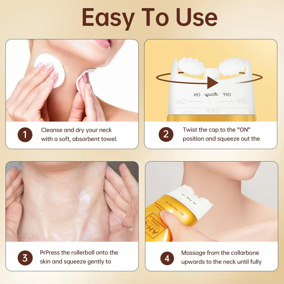 Crema Rassodante per Il Collo, 120g Crema Collo e Décolleté, Riduce le Rughe, Linee Sottili e Doppio Mento, Solida e Sollevando la Pelle Cascante