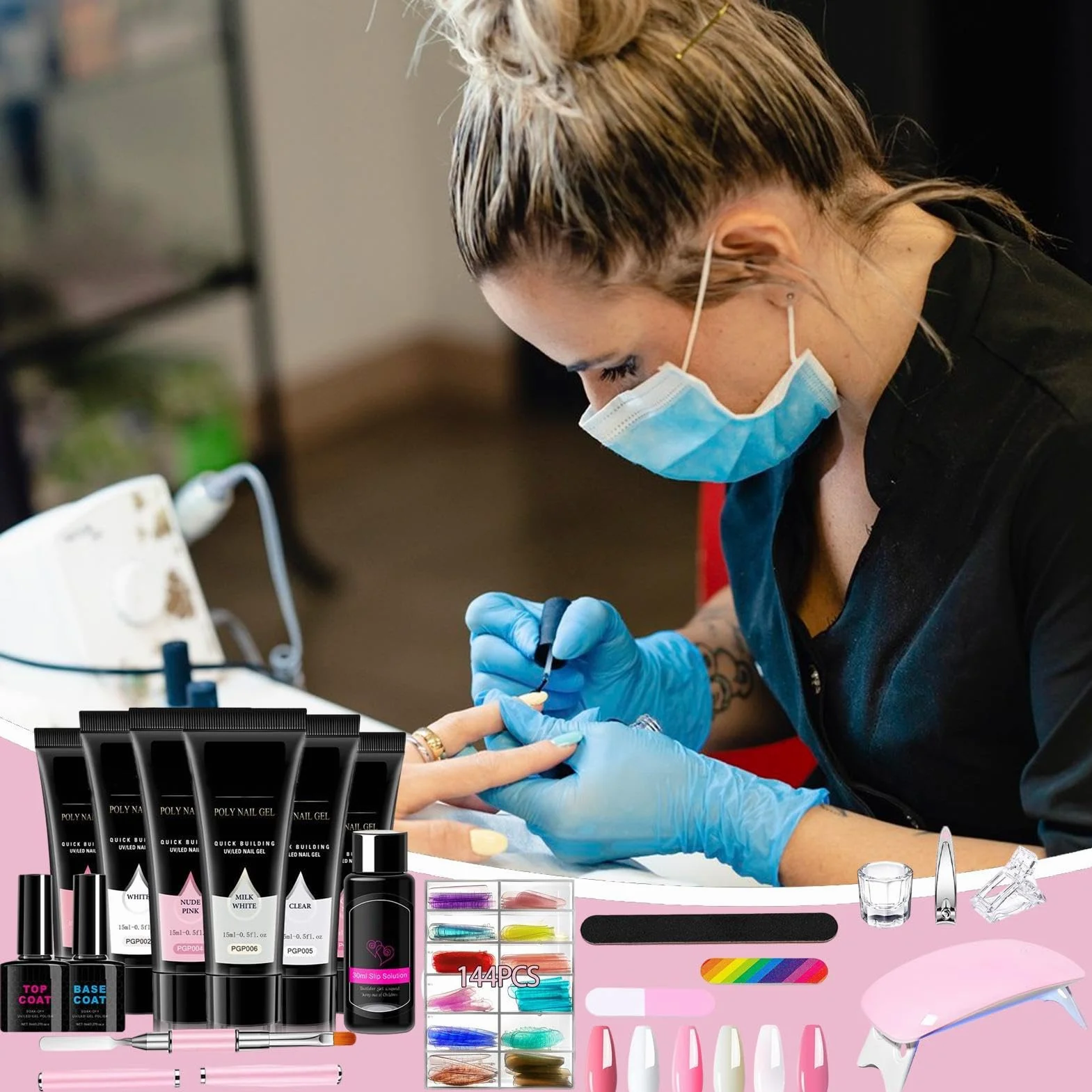 Kit Per Ricostruzione Unghie Strumento Manicure Leggero e Portatile | Smalto per Allungamento Unghie Donna Ideale per Viaggi Casa Ufficio Scuola Fidanzata Moglie