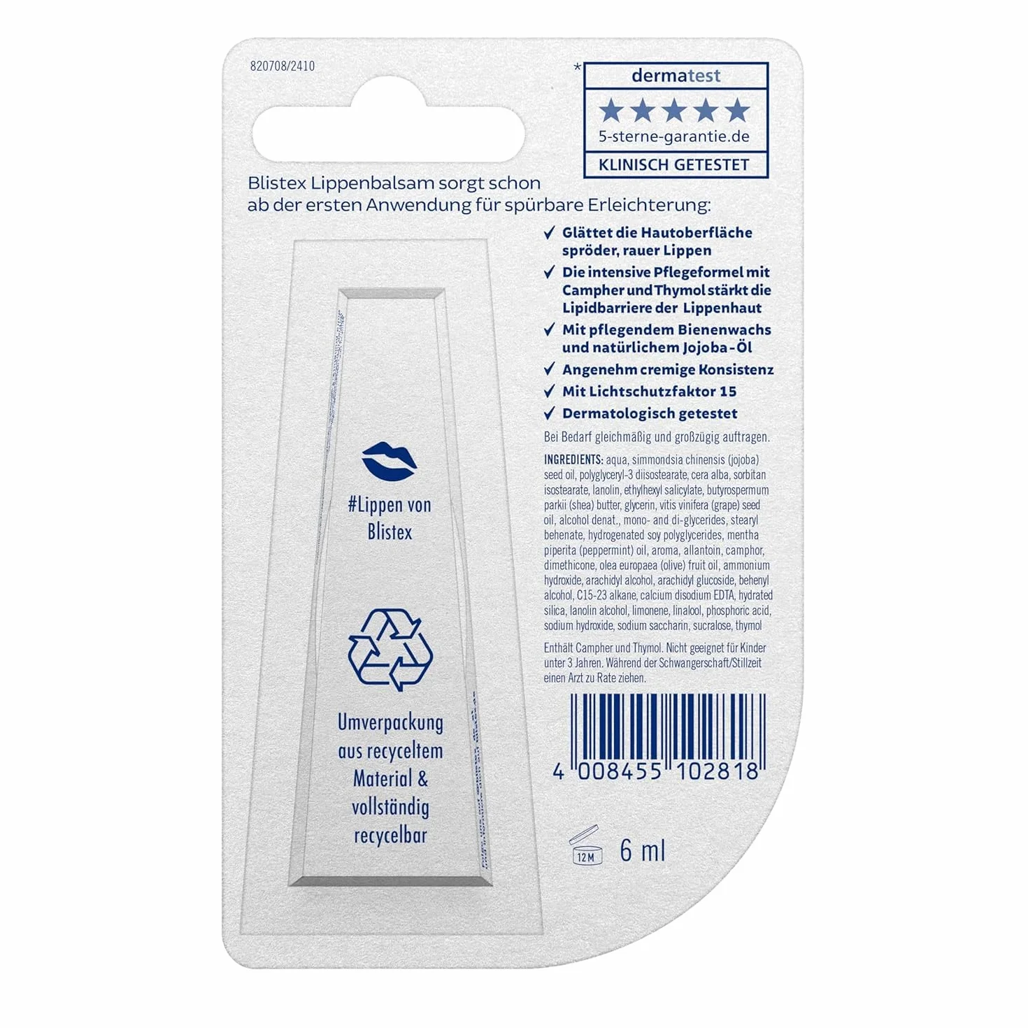Blistex Balsamo per labbra Intensive Care 6 ml SPF 15