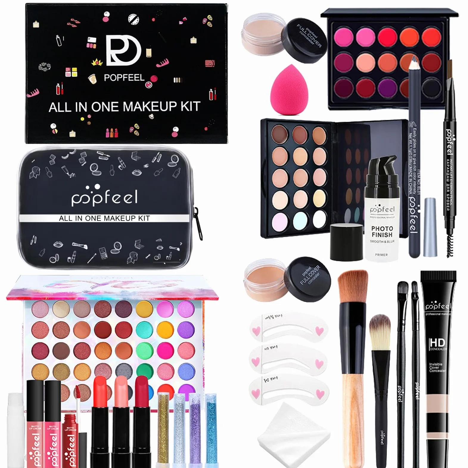 Kit trucco per principianti, set trucco completo per il viso per il trucco | Set di trucco da donna Set di trucco completo, kit di trucco portatile Set di cosmetici per trucc