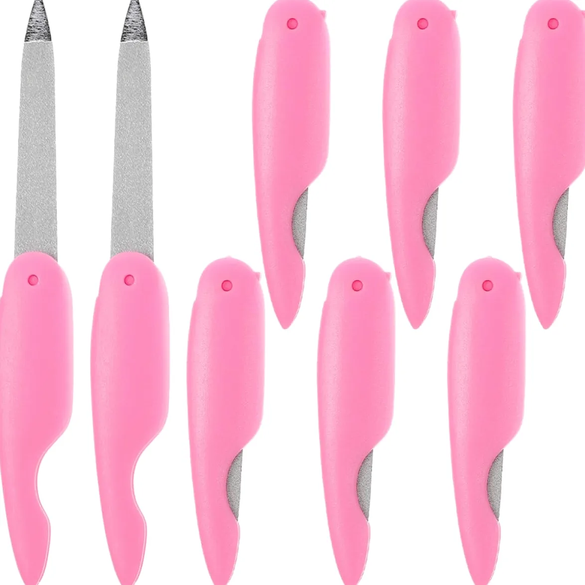 Lima per Unghie Pieghevole Rosa 8 Pezzi, Doppio Lato | Abs e Metallo, Formato Mini Tascabile, Uso Casa e Salone, Texture Delicata per Rifinitura