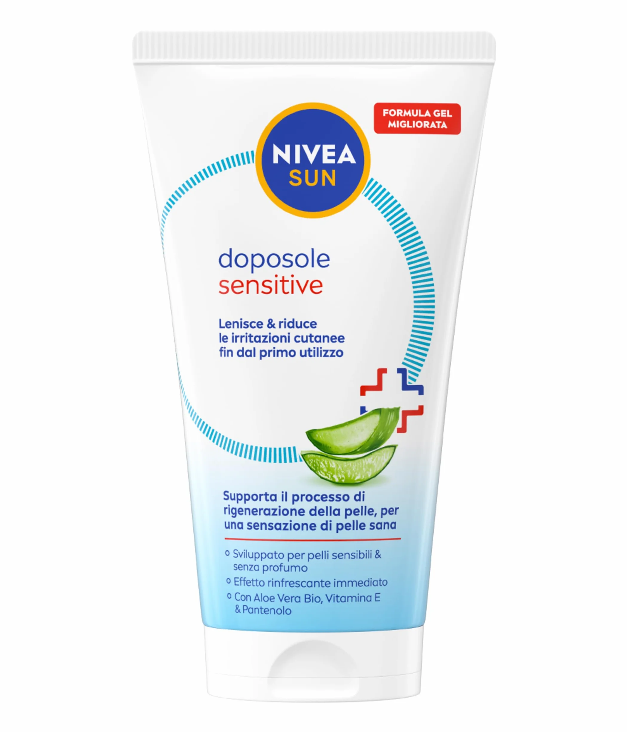 NIVEA SUN Doposole Sensitive 150 ml Aftersun gel idratante lenitivo rinfrescante con Aloe Vera Bio Vitamina E Pantenolo