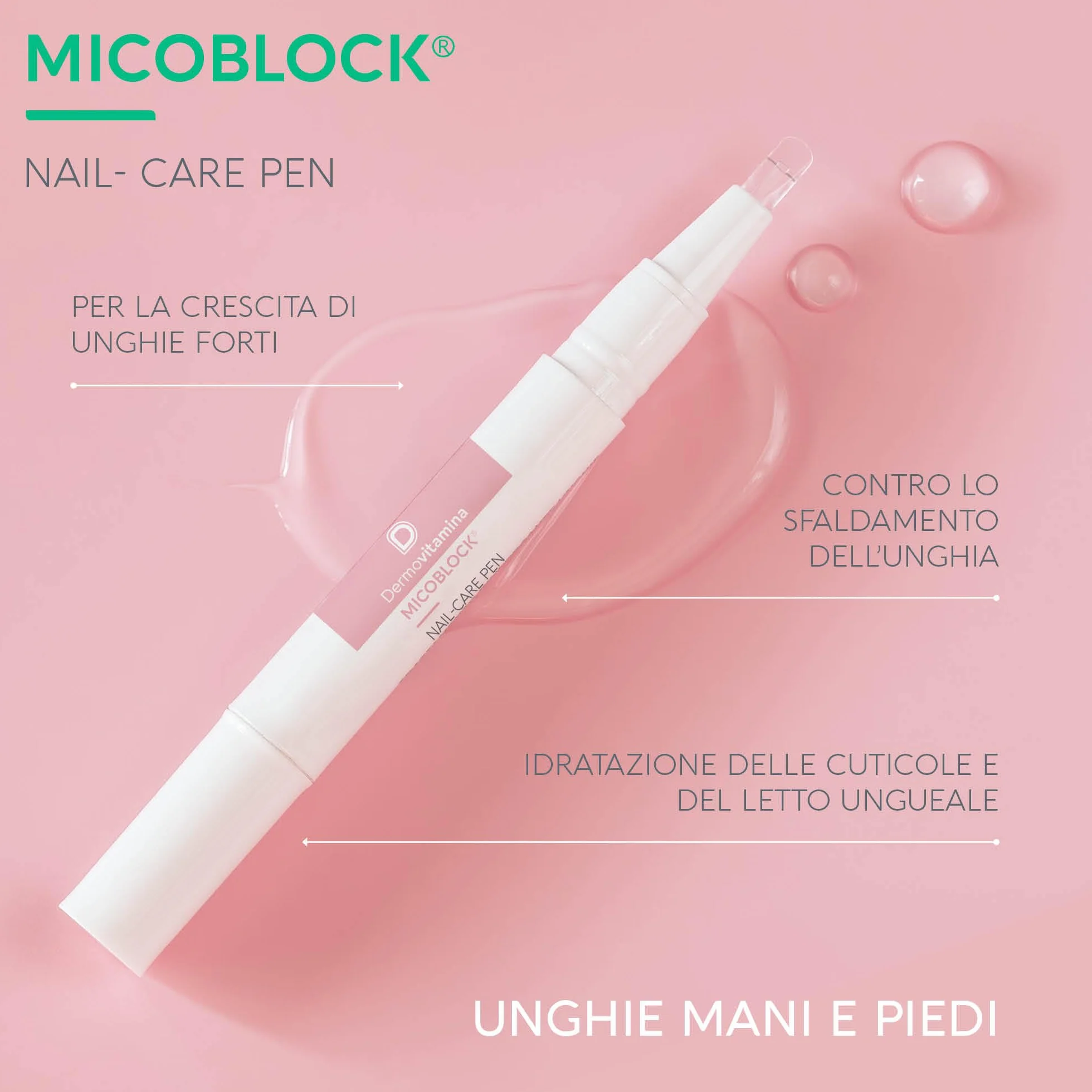 Dermovitamina Micoblock Nail Care Pen 2 ML - Per Unghie e Cuticole - Rinforzante Unghie Fragili - Con Cheratina e Acido Ialuronico