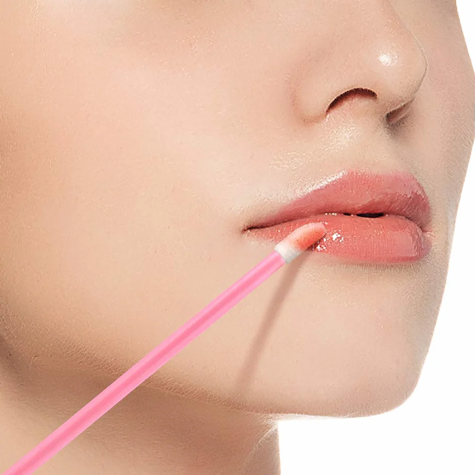 G2PLUS 100PCS Monouso Lip Gloss Pennelli Labbra Microbrush Rosa Lip Brush Applicatore Labbra Lip Gloss Applicatore Makeup Tool