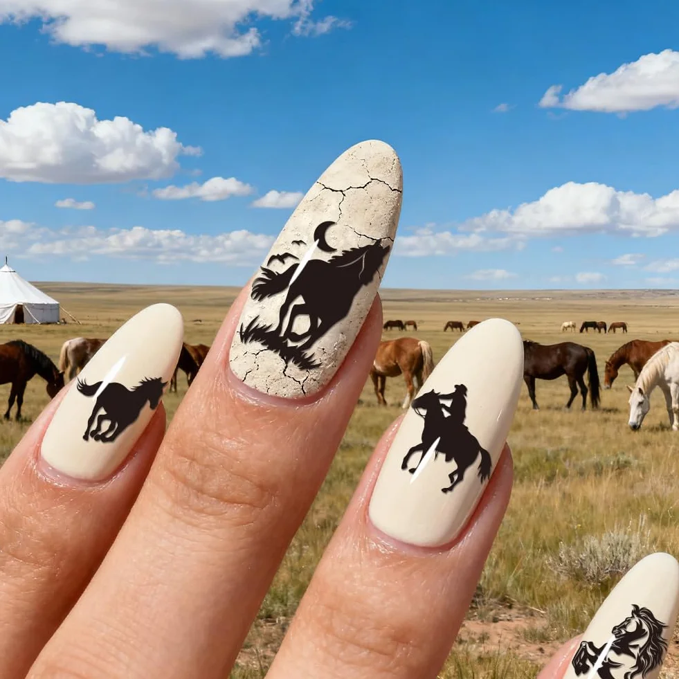 PH PandaHall 4 piastre per stampaggio unghie cavallo corsa modello nail art animali unghie arti stencil ferri di cavallo manicure design timbro unghie piastre immagine per donne manicure fai da te