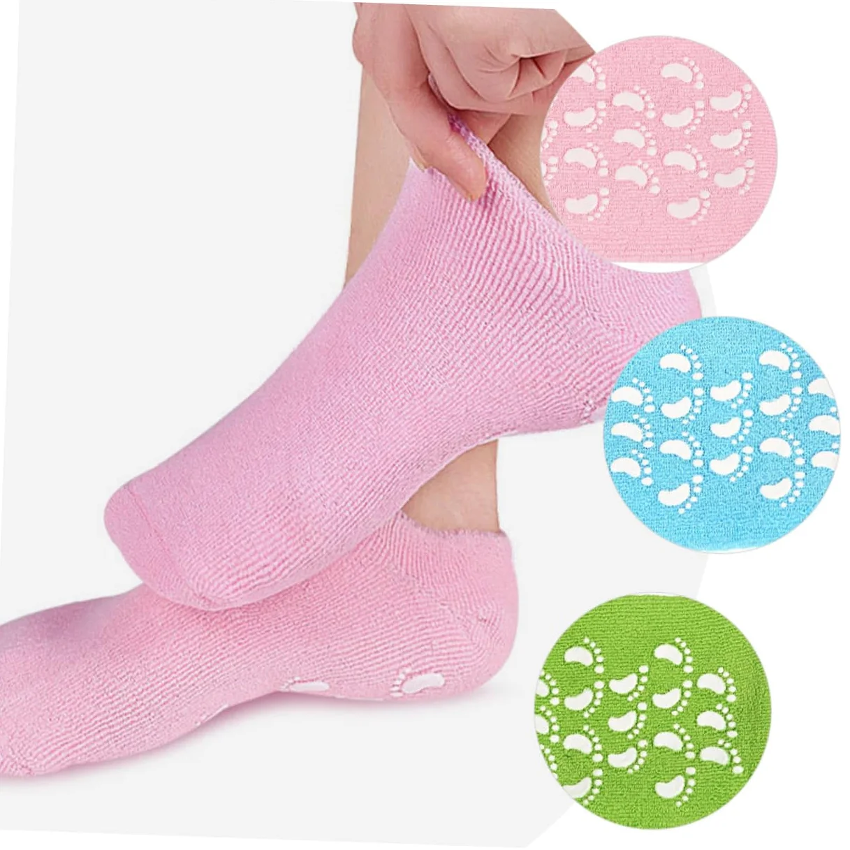 Calzini Idratanti per Piedi Spa 3 Paia in Cotone e Gels | Riutilizzabili, per Salone e Casa, Protezione Contro Secchezza e Ruvidità