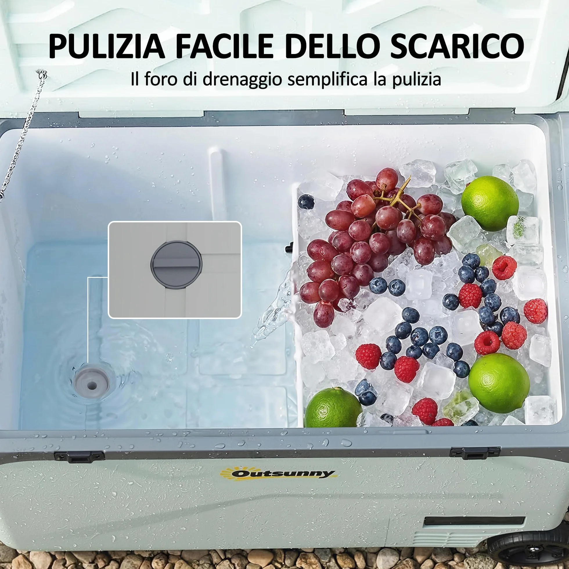 Outsunny Frigorifero Portatile Auto 42.5L Compressore Elettrico Anti-Shock APP Bluetooth 12V/24V/240V -20°C-20°C