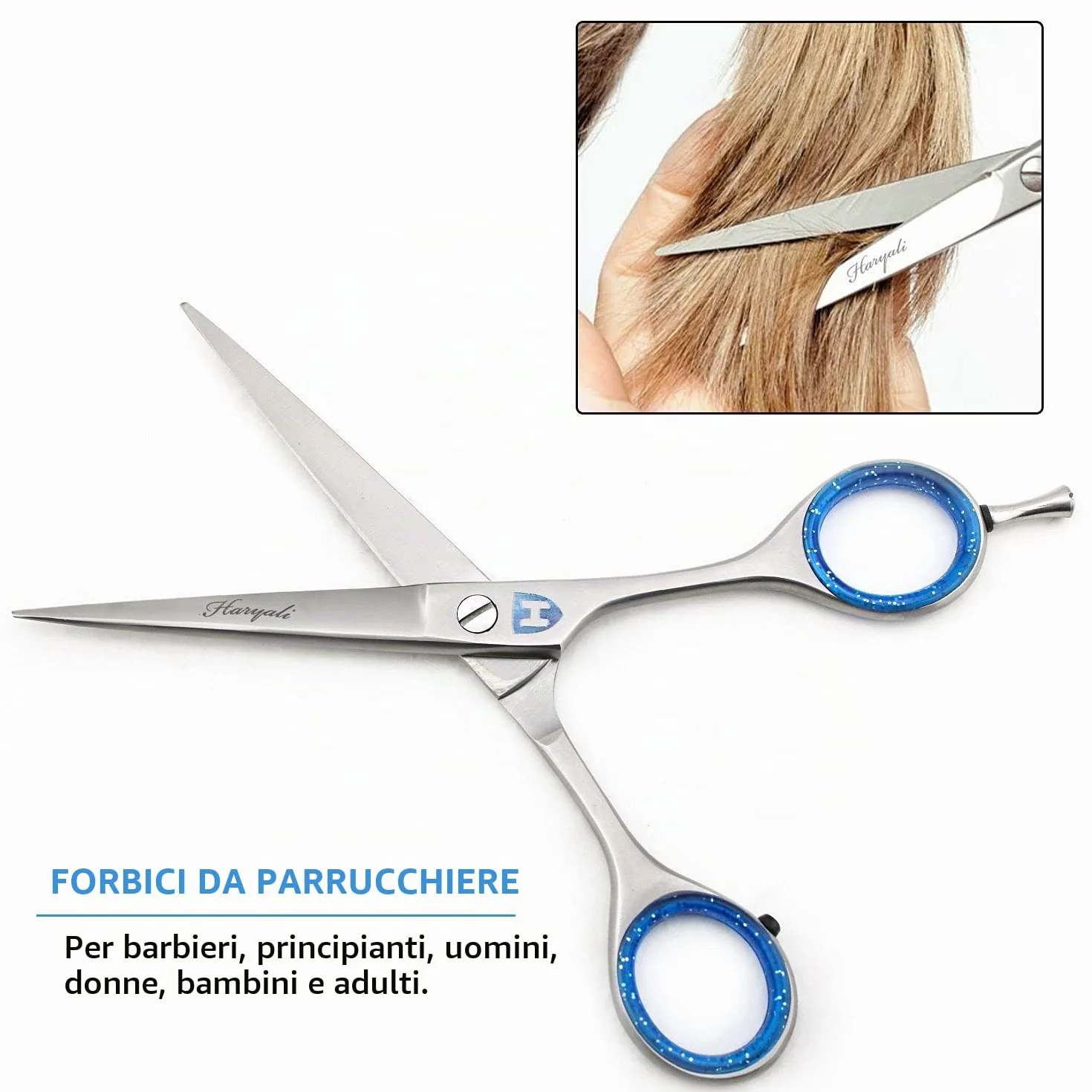Forbici da parrucchiere Haryali London 15 cm acciaio inossidabile custodia in pelle
